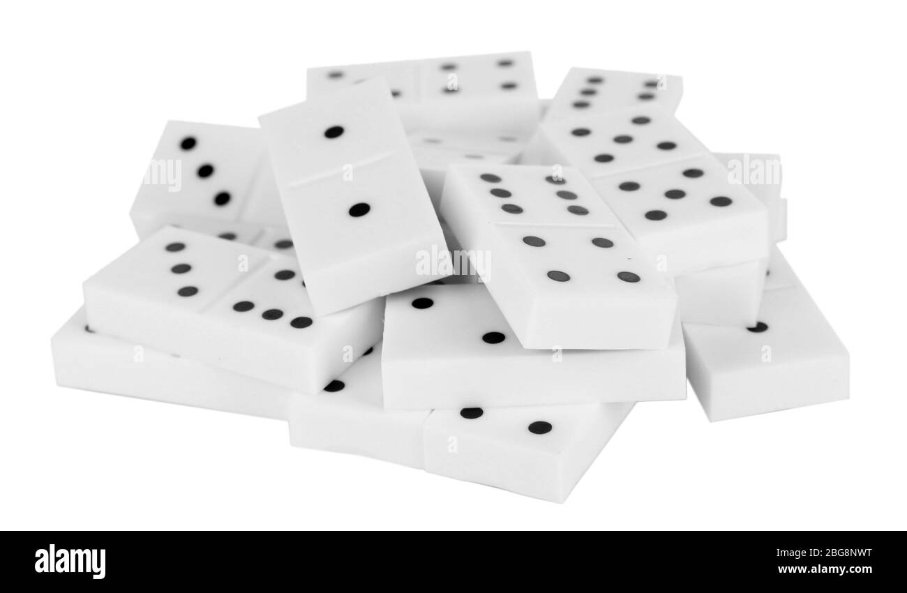 Dominos isolato su bianco Foto Stock