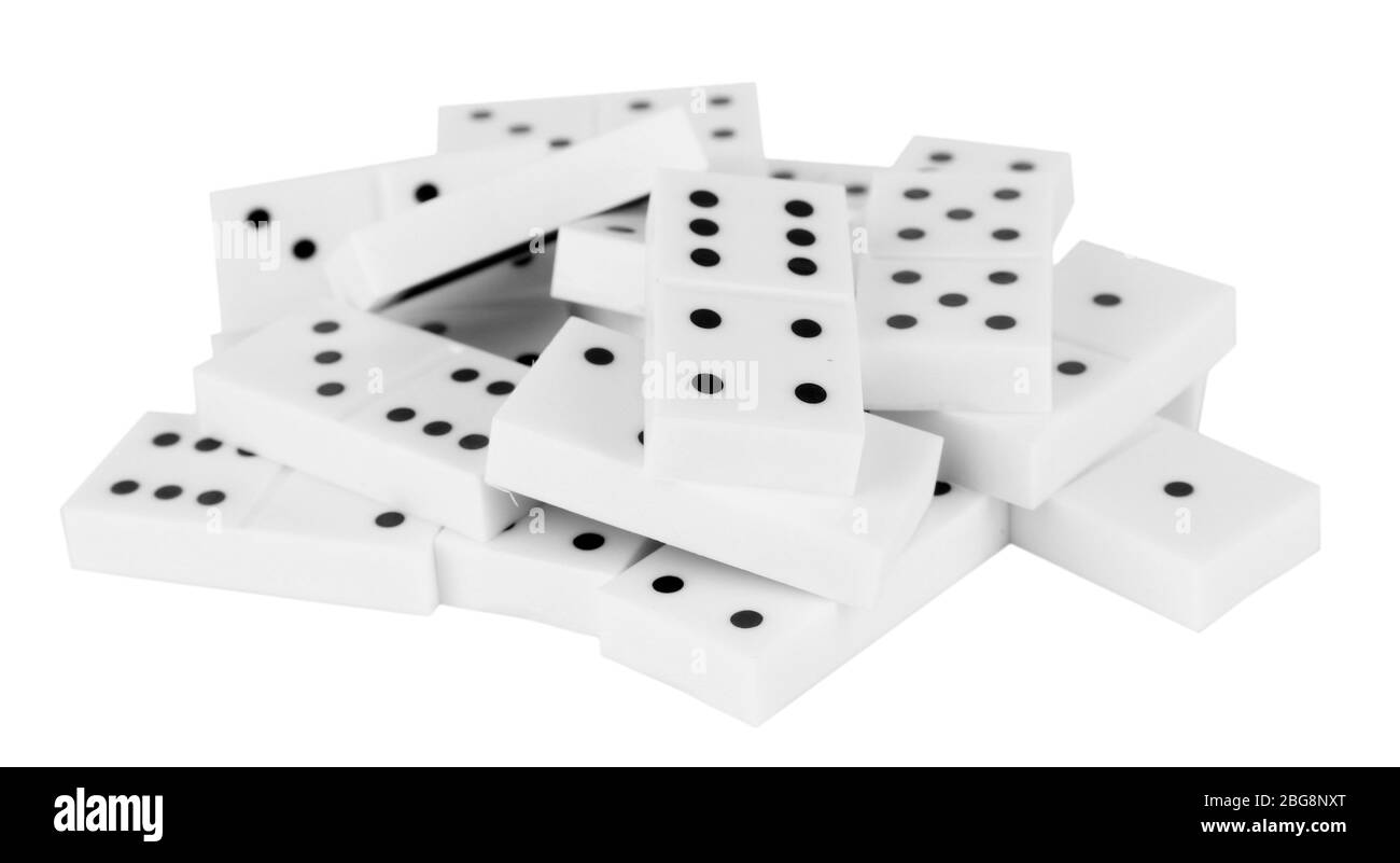 Dominos isolato su bianco Foto Stock