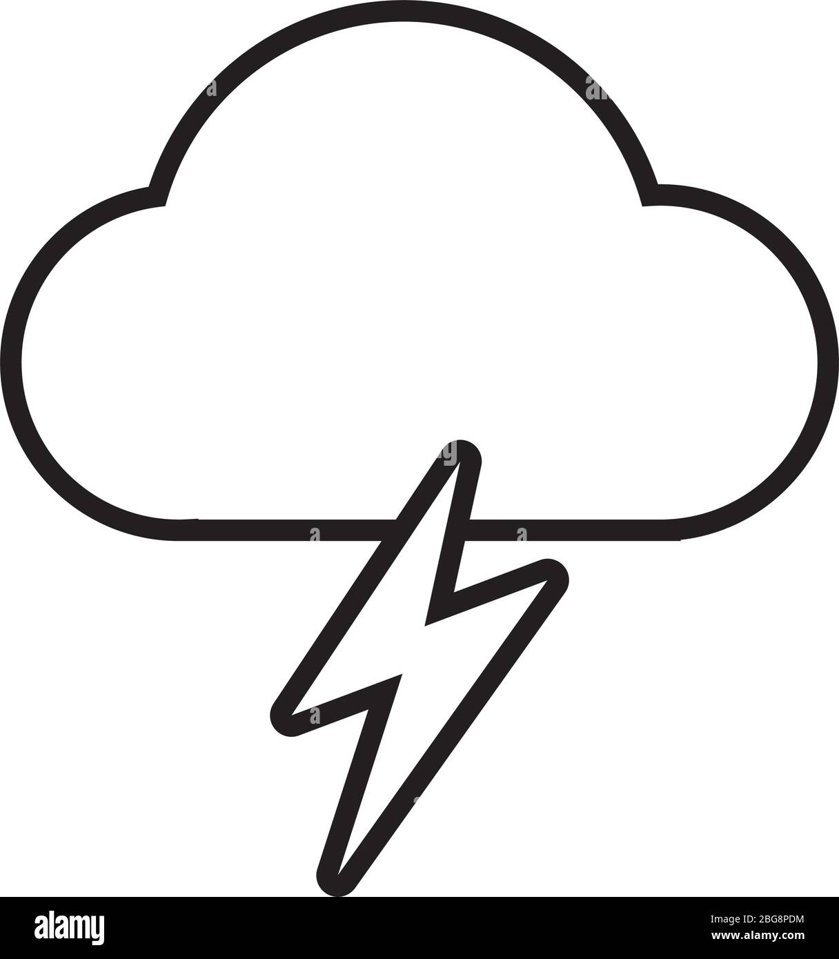 cloud con icona di stile linea di tuono Illustrazione Vettoriale