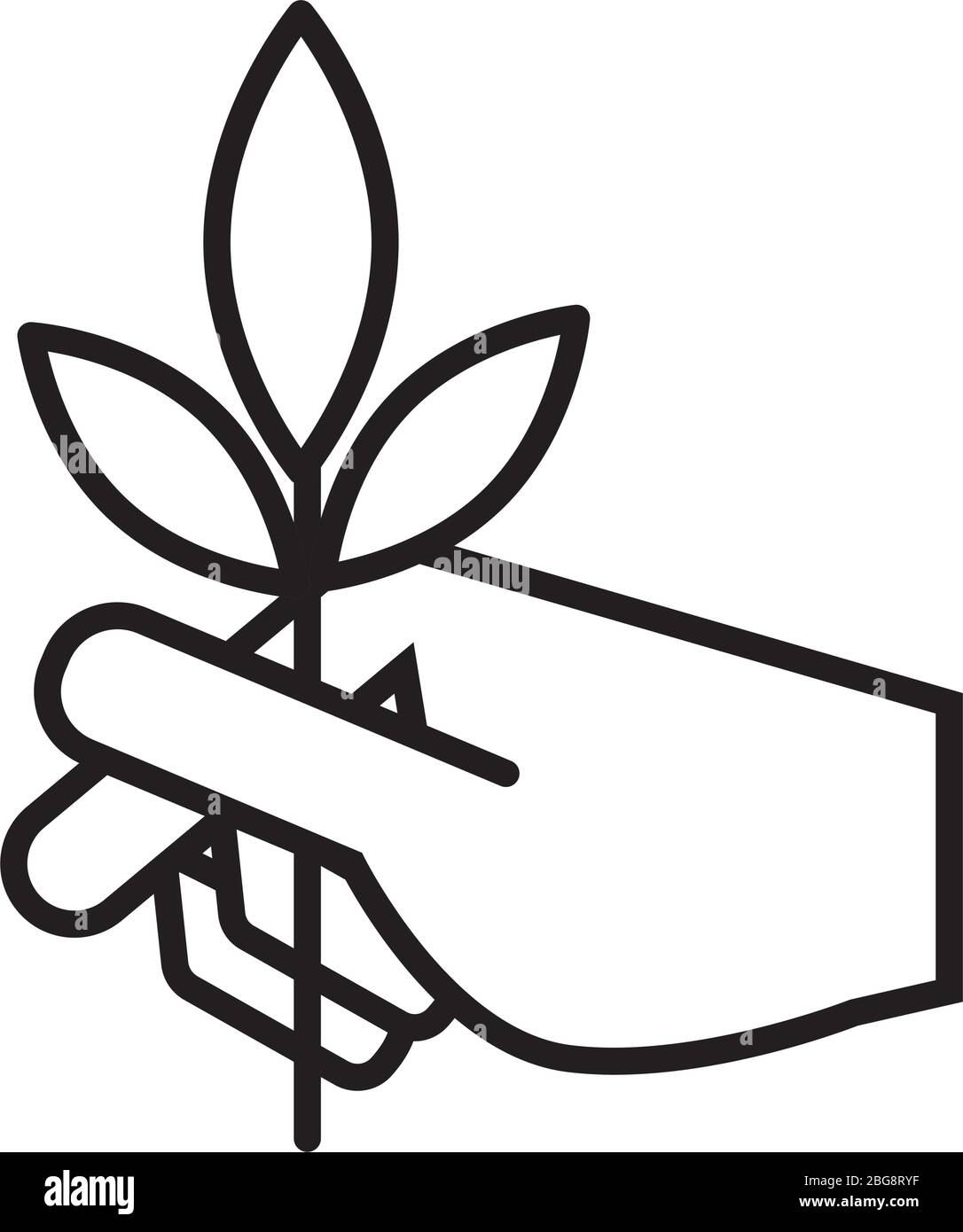 sollevamento manuale foglie impianto ecologia stile linea Illustrazione Vettoriale sollevamento manuale foglie impianto ecologia stile linea Illustrazione Vettoriale