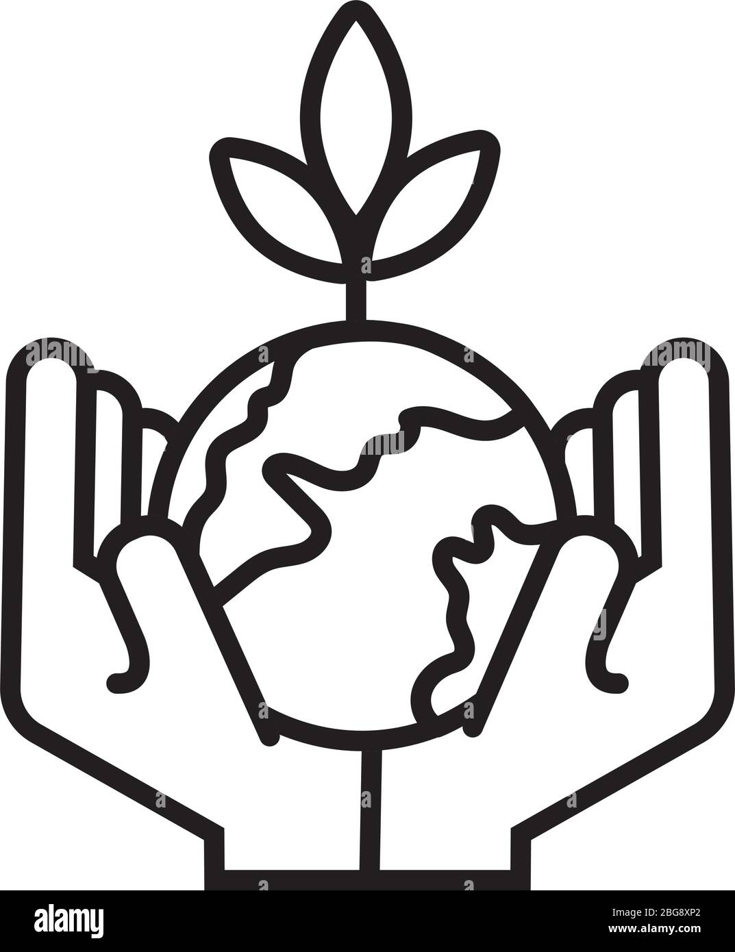 mani sollevamento mondo pianeta terra e stile linea di piante Illustrazione Vettoriale mani sollevamento mondo pianeta terra e stile linea di piante Illustrazione Vettoriale