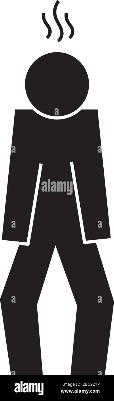 figura umana con febbre salute stile di sagoma pittogramma Illustrazione Vettoriale