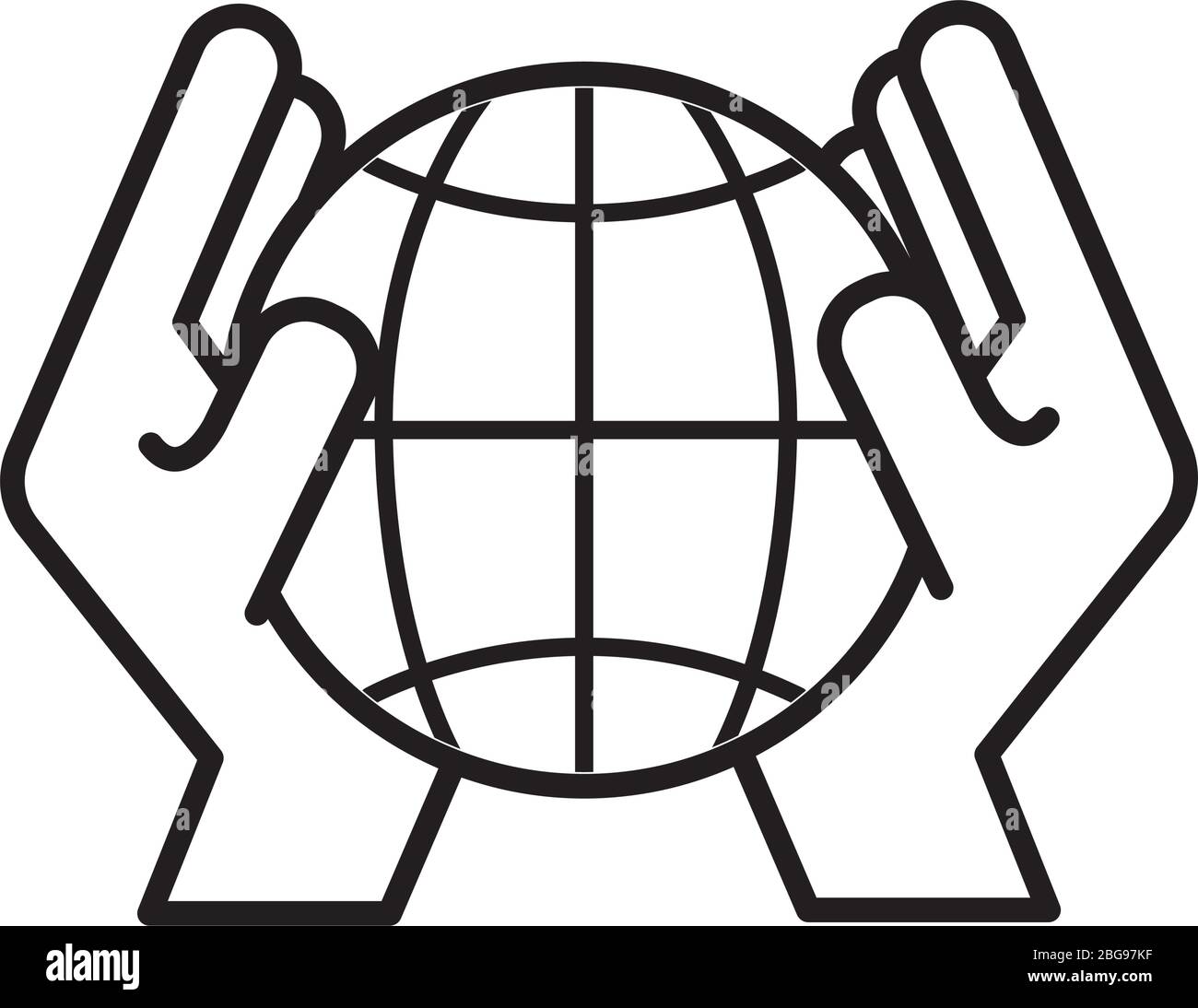 mani sollevamento umano pianeta solidarietà stile linea Illustrazione Vettoriale