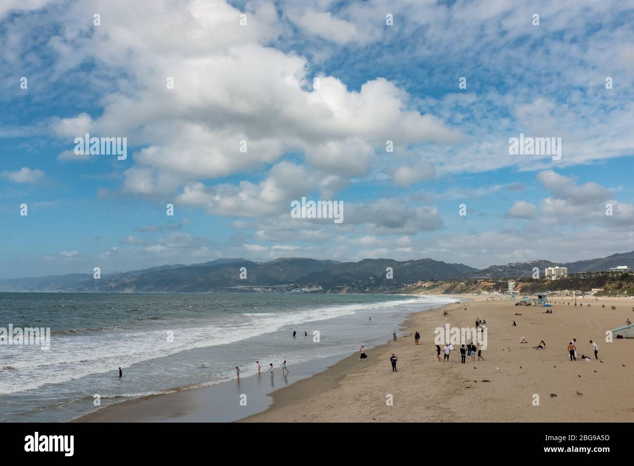 Vista della costa del Pacifico a Santa Monica, California, Stati Uniti Foto Stock
