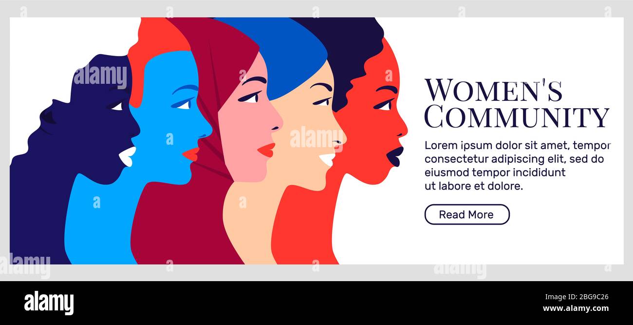 Comunità femminile e movimento femminismo. Illustrazione Vettoriale