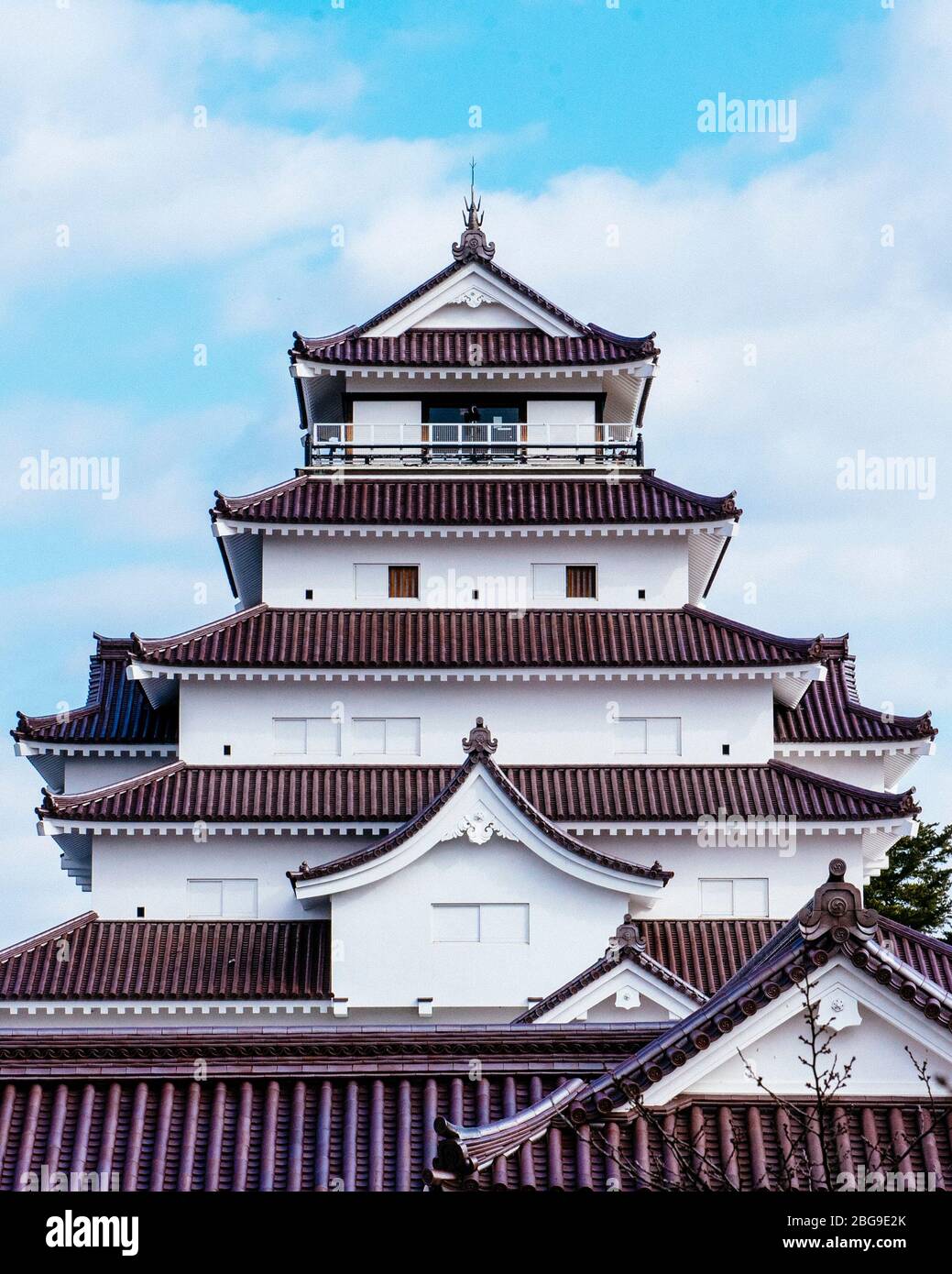 Castello di Tsuruga in Aizu-Wakamatsu nella prefettura di Fukushima, Giappone. Foto Stock