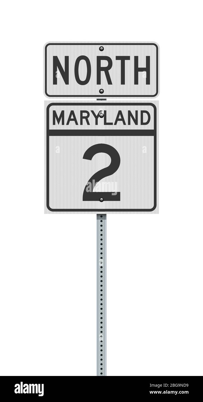 Illustrazione vettoriale del cartello stradale della Maryland state Highway su palo metallico Illustrazione Vettoriale