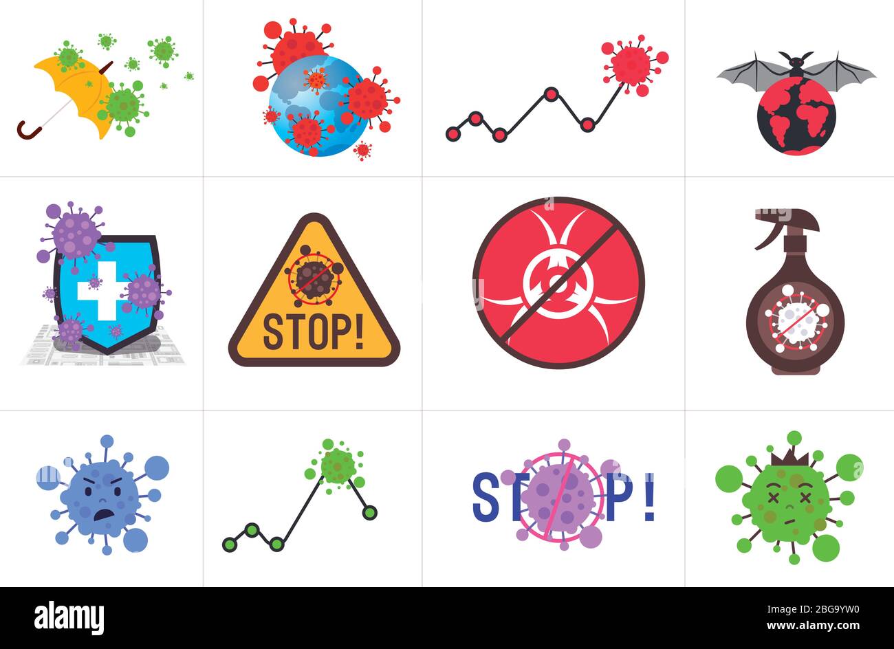 Set stop coronavirus Concept noel 2019-nCoV virus Protection Icons raccolta covid-19 prevenzione illustrazione vettoriale orizzontale Illustrazione Vettoriale