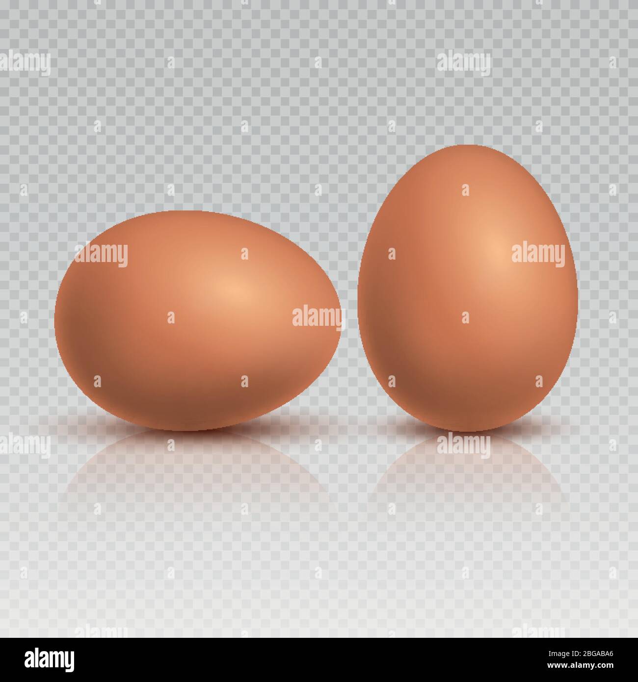 Uova di pollo marrone realistiche. Illustrazione vettoriale di alimenti naturali e sani. Uova fattoria naturale, cibo fresco con guscio Illustrazione Vettoriale