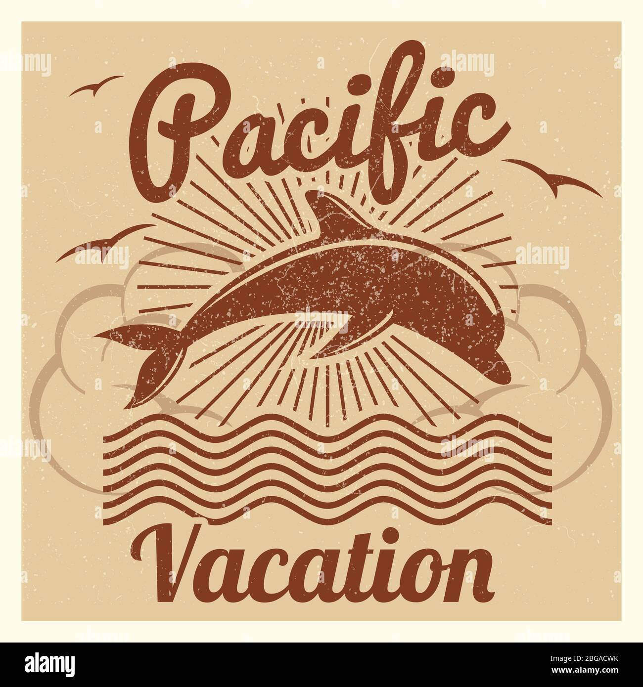 Grunge estate viaggio vacanze banner design. Illustrazione vettoriale Illustrazione Vettoriale