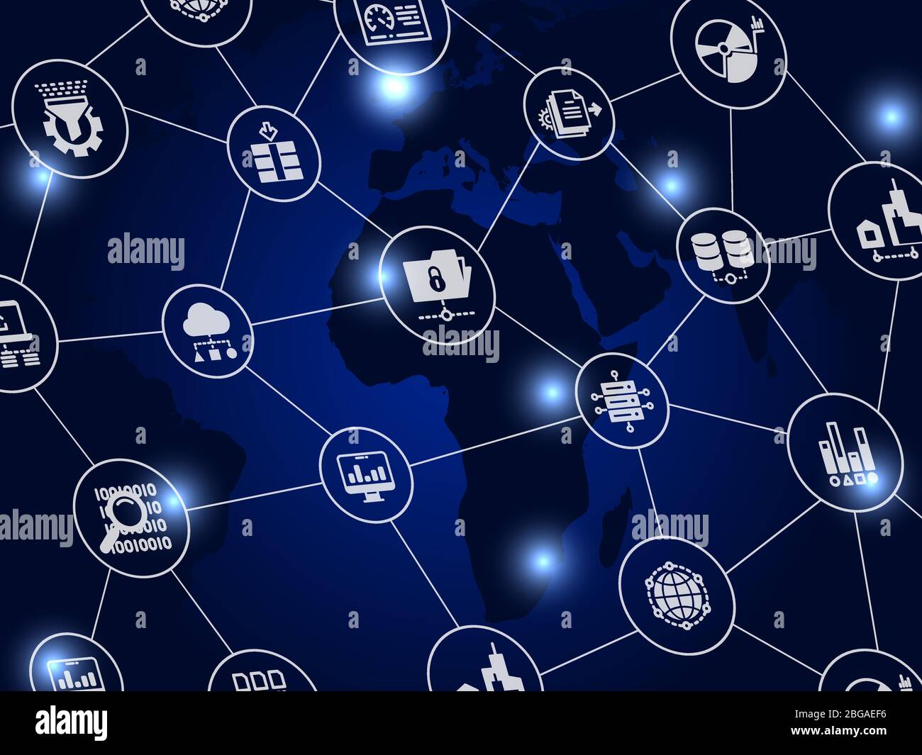 Modello di sfondo di concetto Internet - mondo web trasferimento info vettore illustrazione Illustrazione Vettoriale