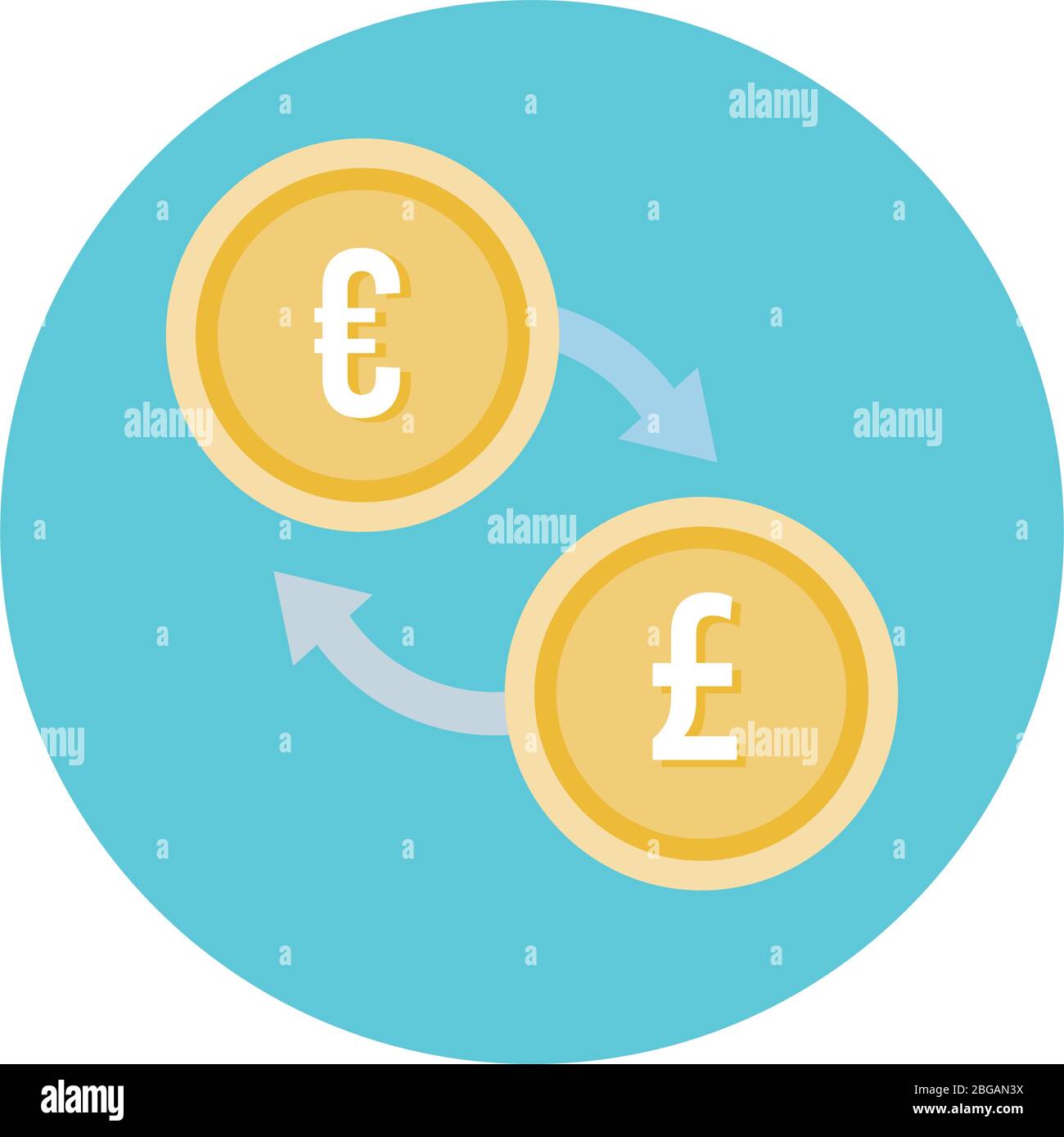 euro e sterling libbre monete blocco icona stile Illustrazione Vettoriale
