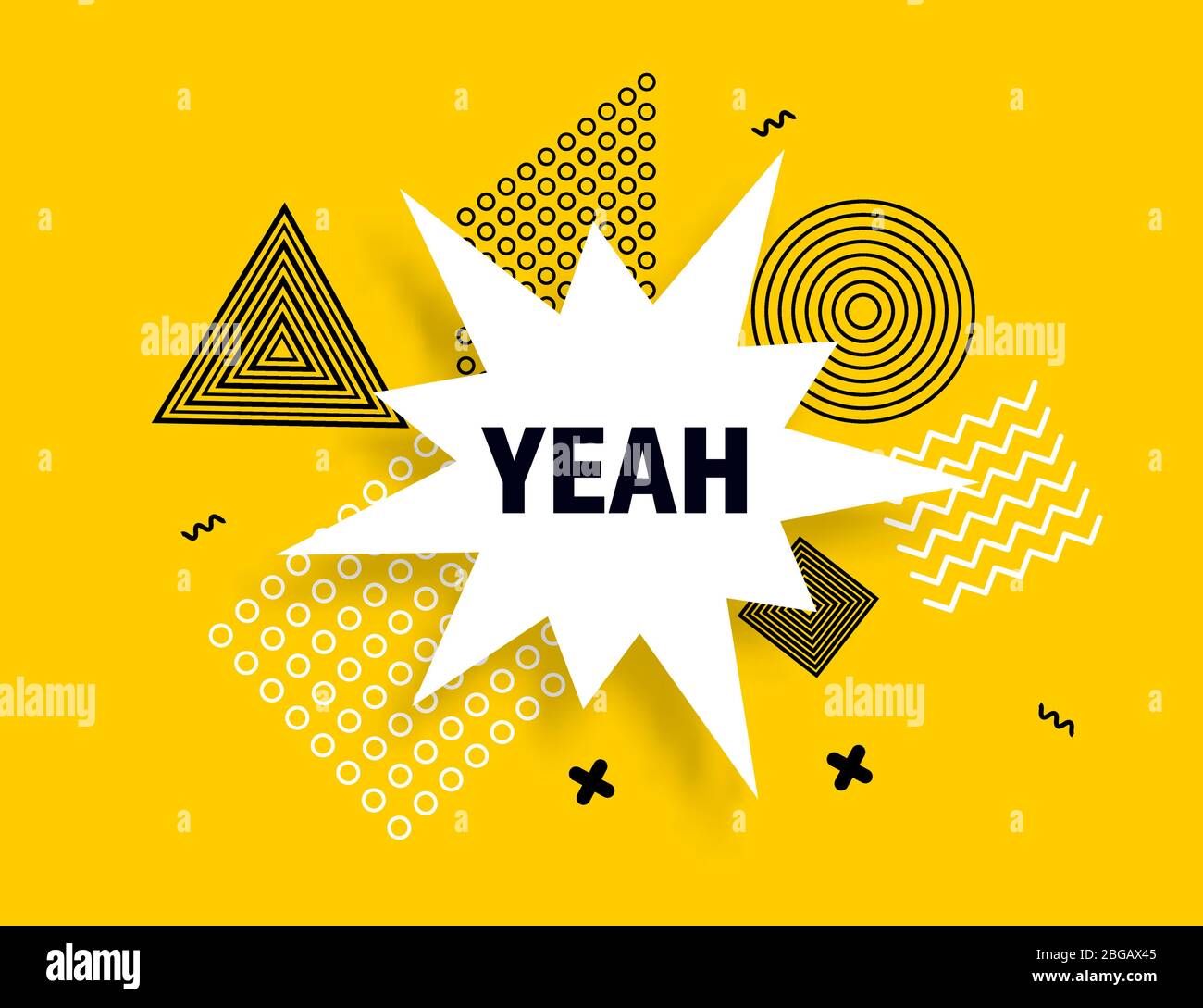 Yeah discorso bolla banner pop art stile di memphis Illustrazione Vettoriale