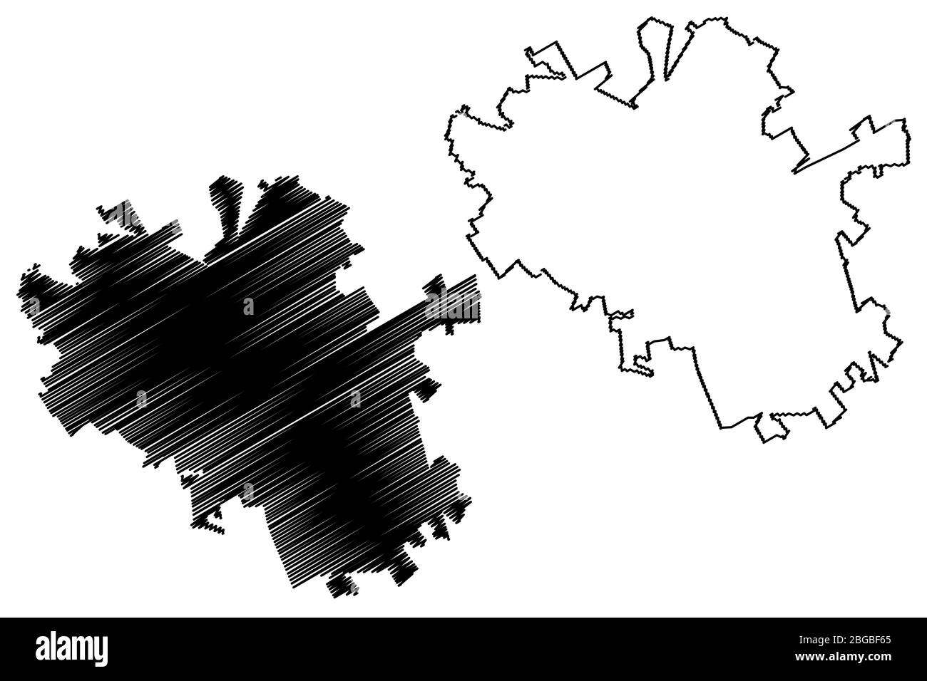 Città di Foggia (Repubblica Italiana, Italia, Puglia) mappa vettoriale illustrazione, schizzo di scarabocchio Città di Foggi amap Illustrazione Vettoriale