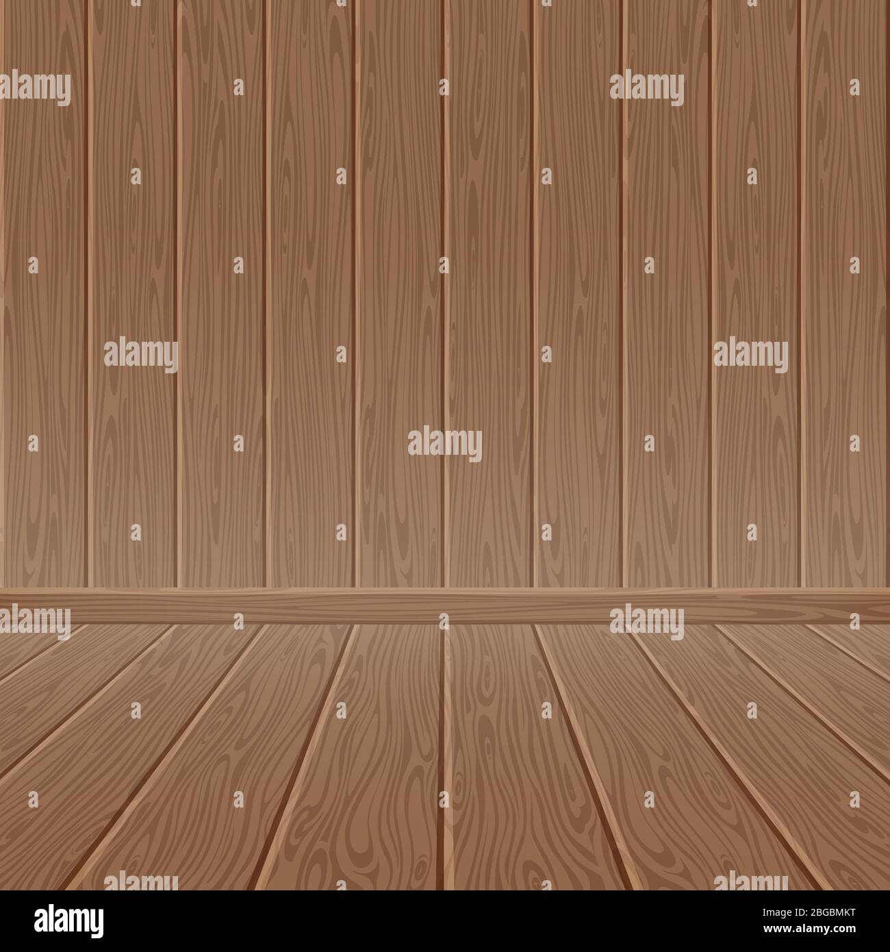 Parete e pavimento in legno marrone Illustrazione Vettoriale