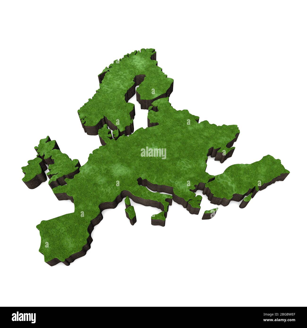 Mappa dell'Europa con erba e suolo. Rendering 3D Foto Stock