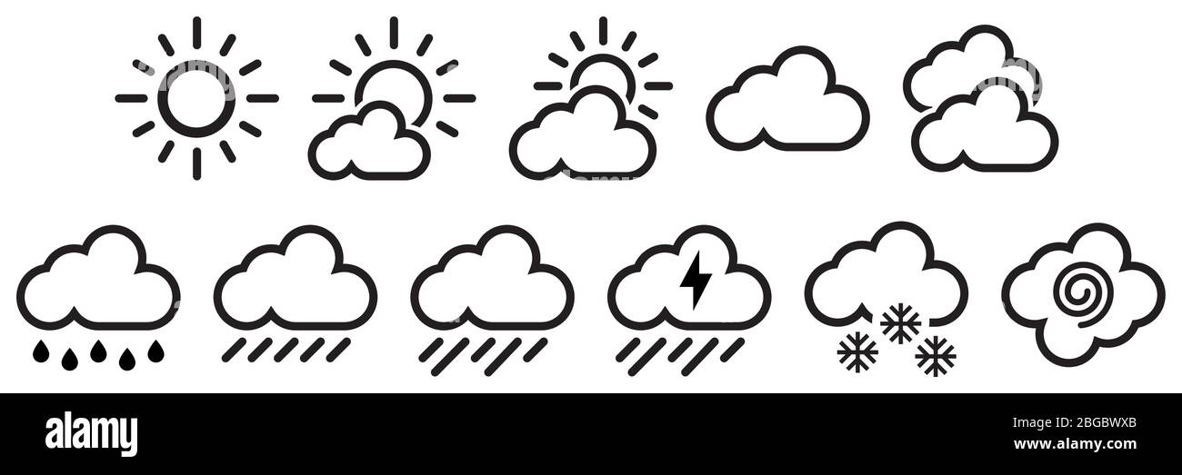 icone semplici e minime per i rapporti meteo Illustrazione Vettoriale
