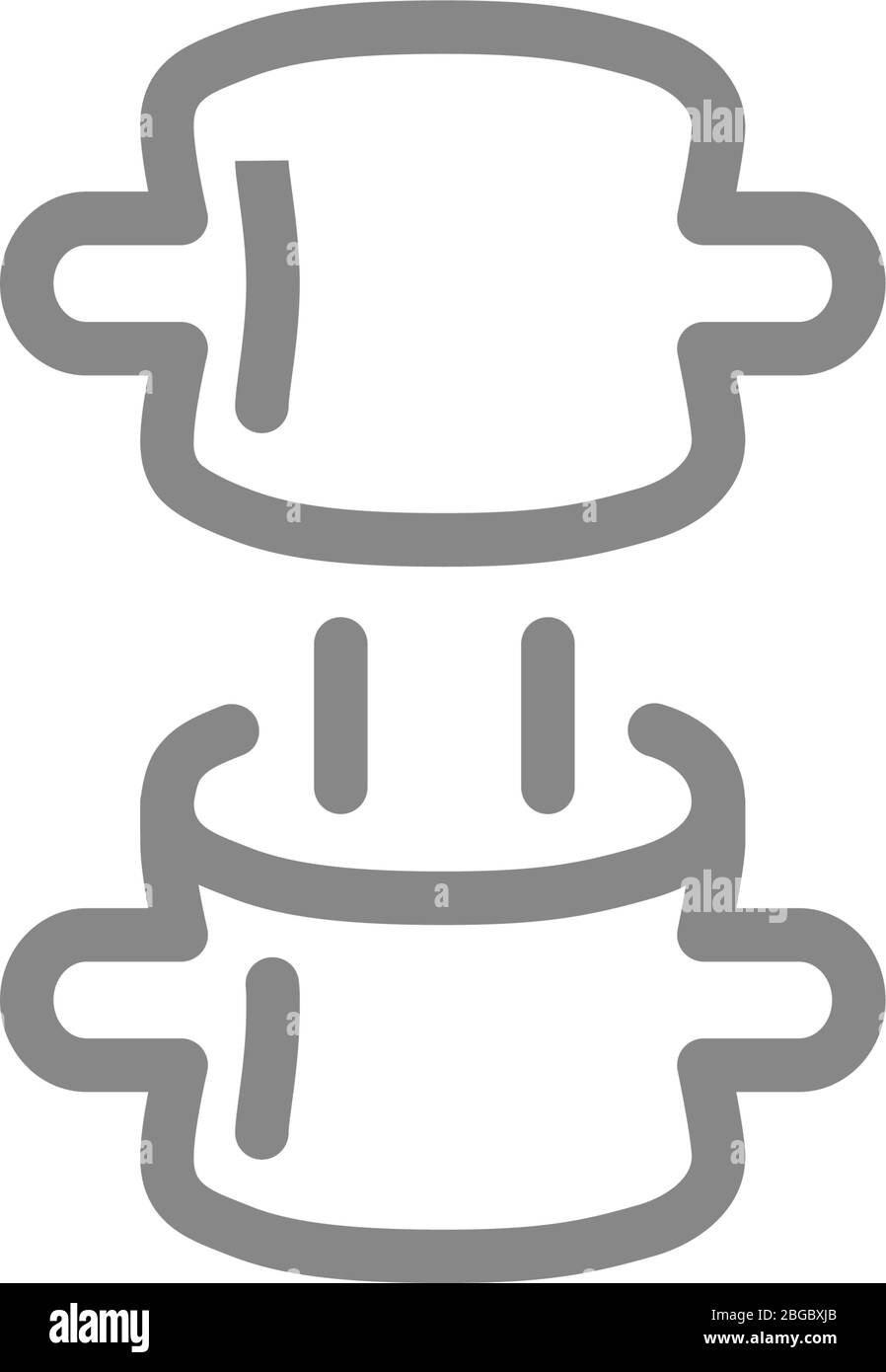 Icona della linea di frattura della compressione della colonna vertebrale. Discopatia, simbolo di ernia del disco spinale Illustrazione Vettoriale