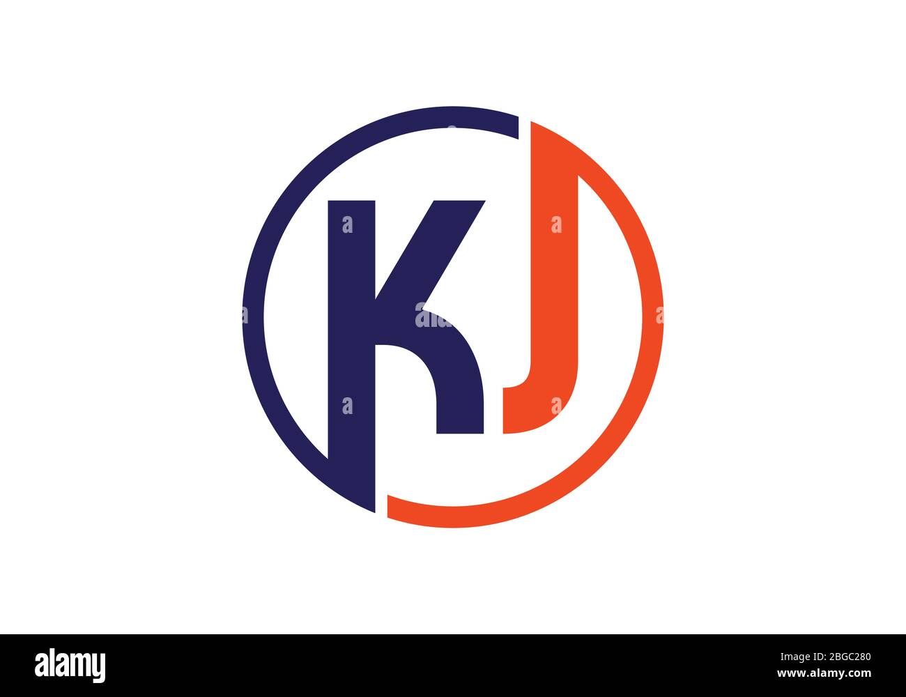 Modello vettoriale per il disegno del logo K J della lettera del monogramma iniziale. DESIGN con logo KJ Letter Illustrazione Vettoriale