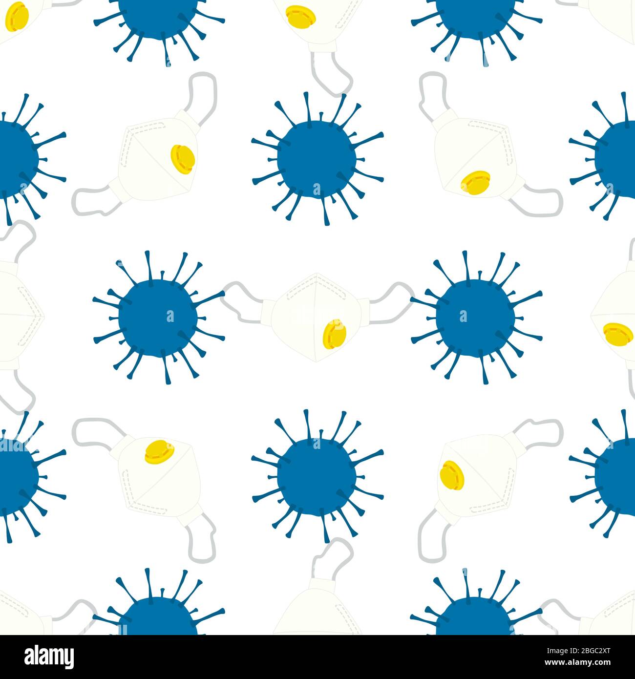 Senza cuciture di maschere respiratorie per la prevenzione del coronavirus da covid. Maschere respiratorie costituite da accessori di covid con coronavirus di prevenzione. Respir Illustrazione Vettoriale