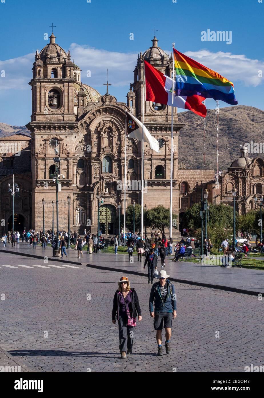 La Chiesa della Società di Gesù sulla Plaza De Armas a Cusco, Perù Foto Stock