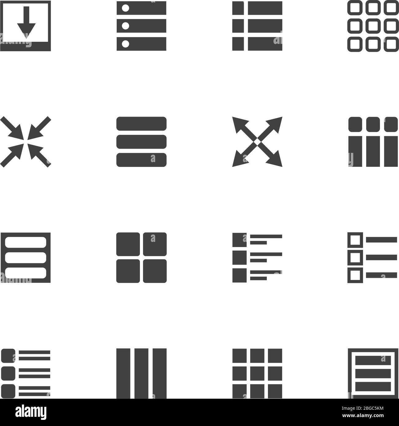 Icone dei vettori di navigazione del menu UI e dell'interfaccia utente. Navigazione utente per l'interfaccia dei menu, illustrazione del controllo dei pulsanti Web Illustrazione Vettoriale