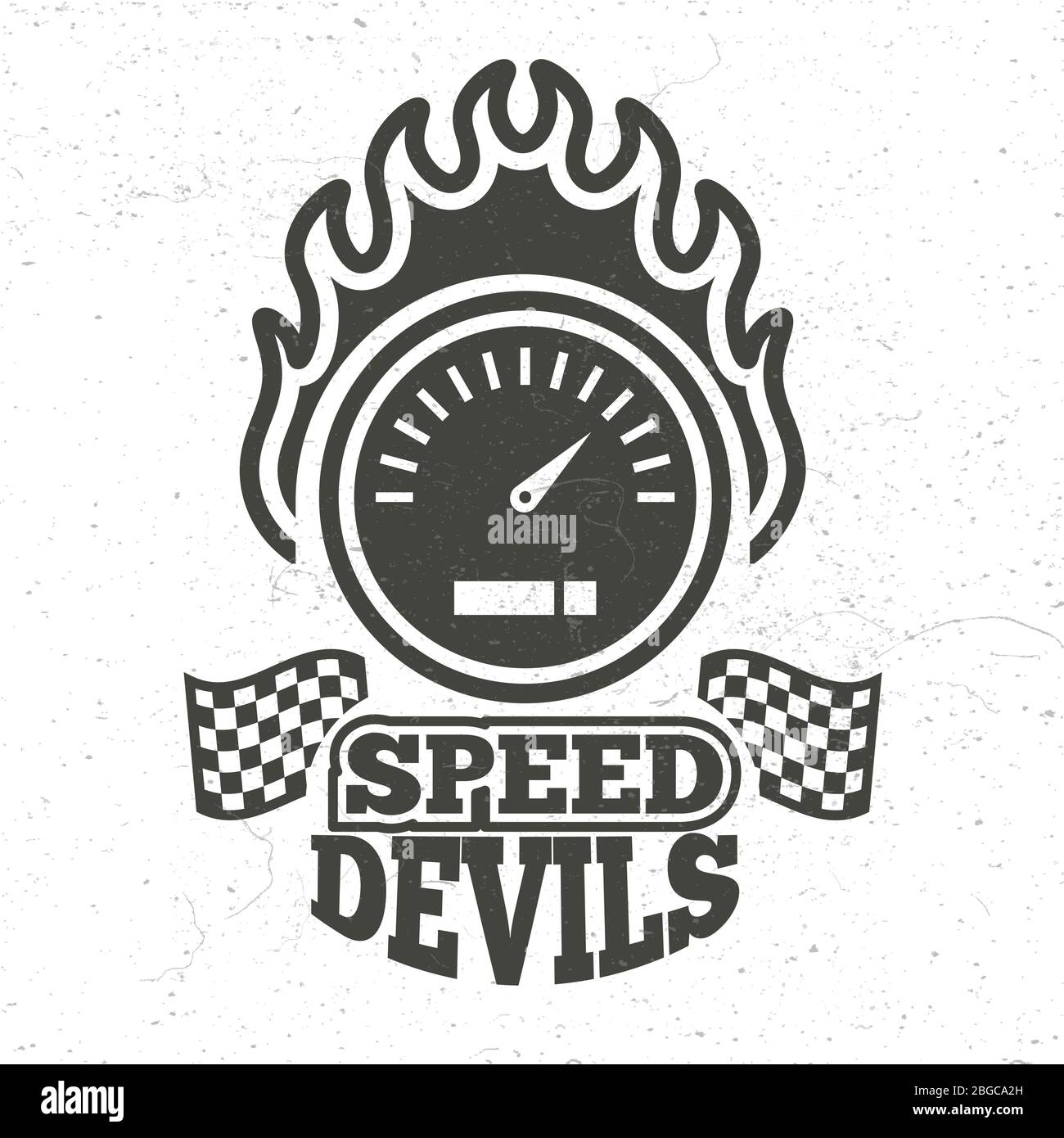 Emblema sportivo moto d'epoca e moto con effetto grunge. Illustrazione vettoriale Illustrazione Vettoriale