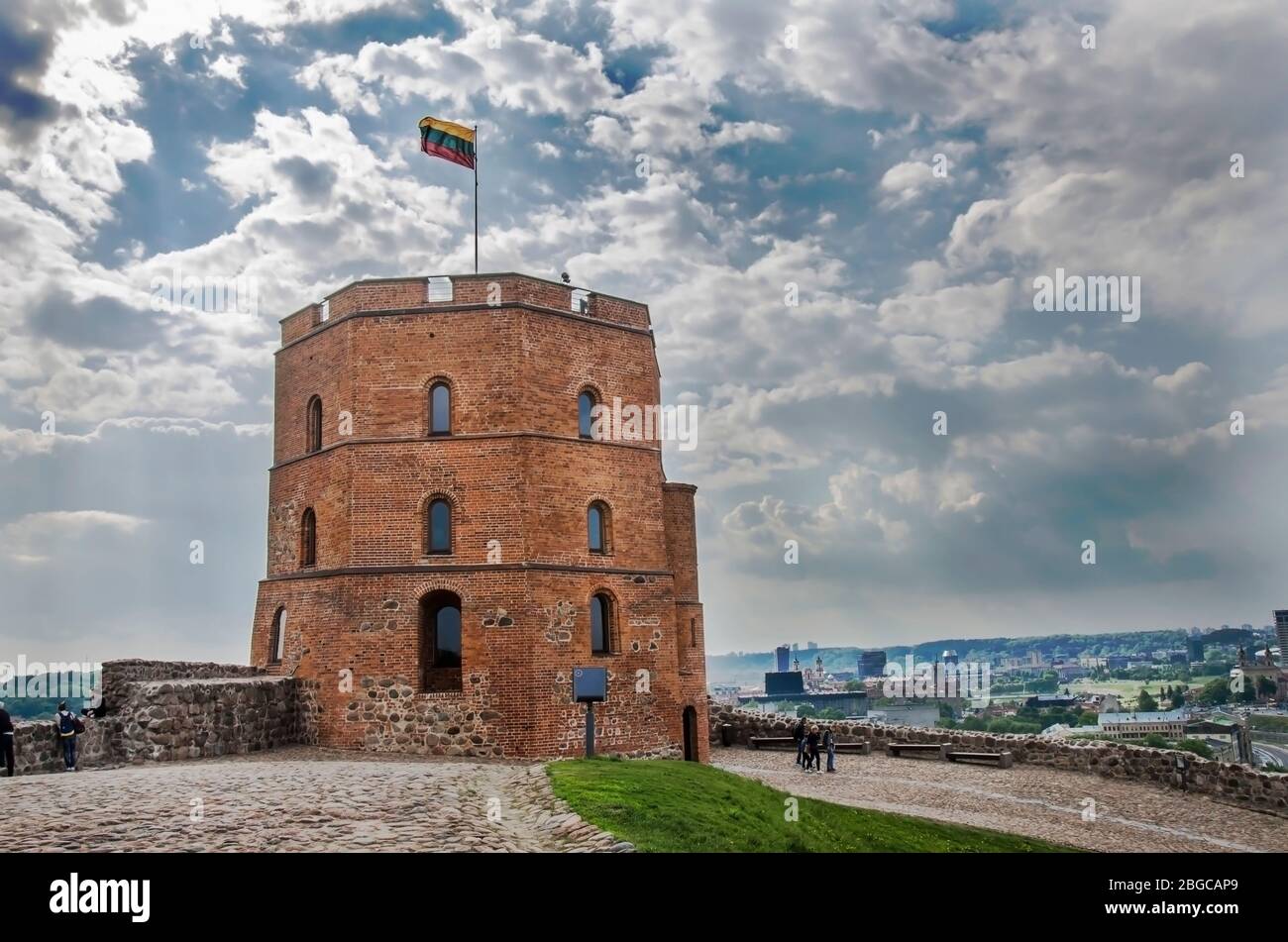 Monumento alla torre Gediminas a Vilnius, Lituania Foto Stock
