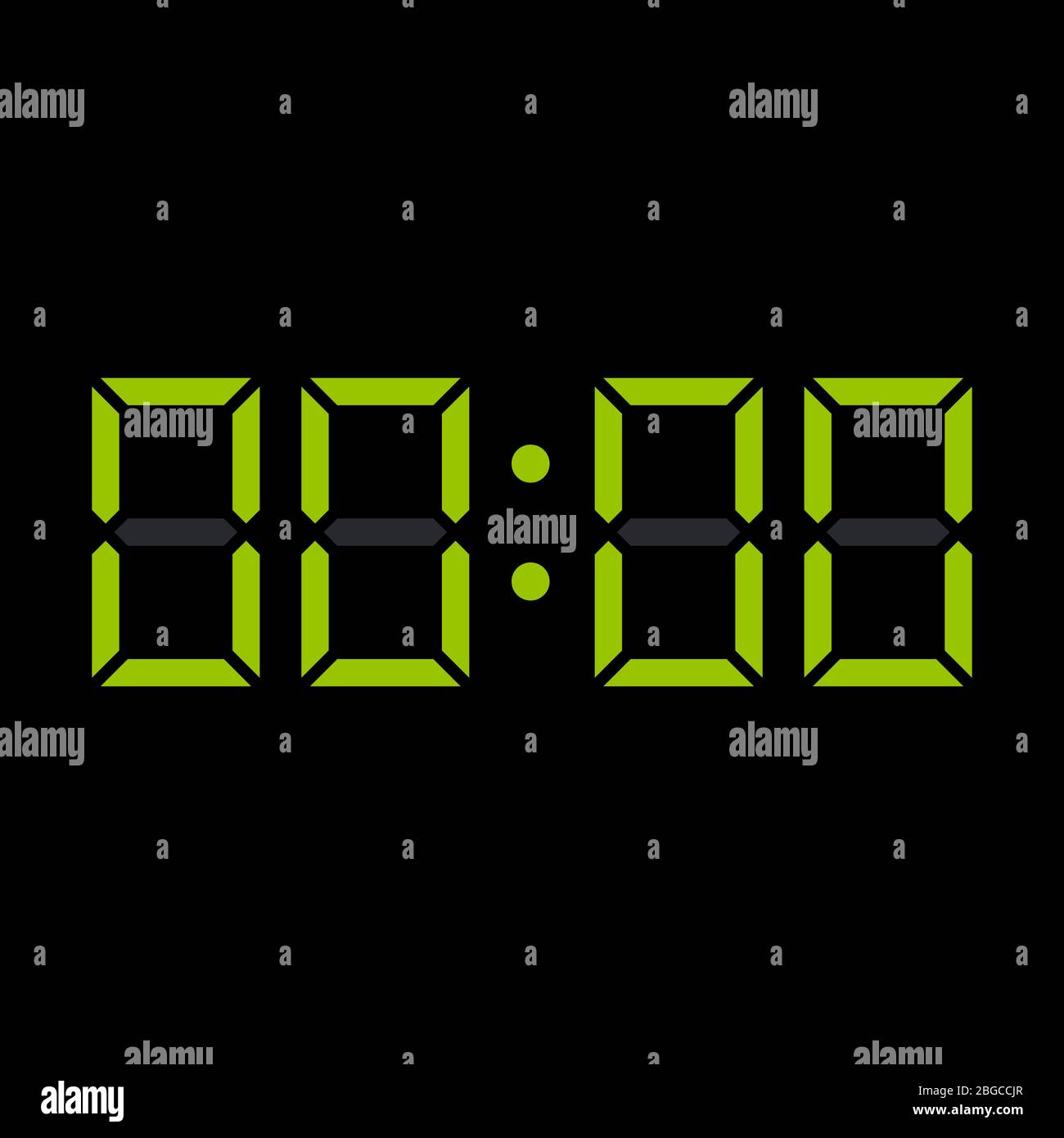 Cifre elettroniche zero orologio display nero verde Illustrazione Vettoriale