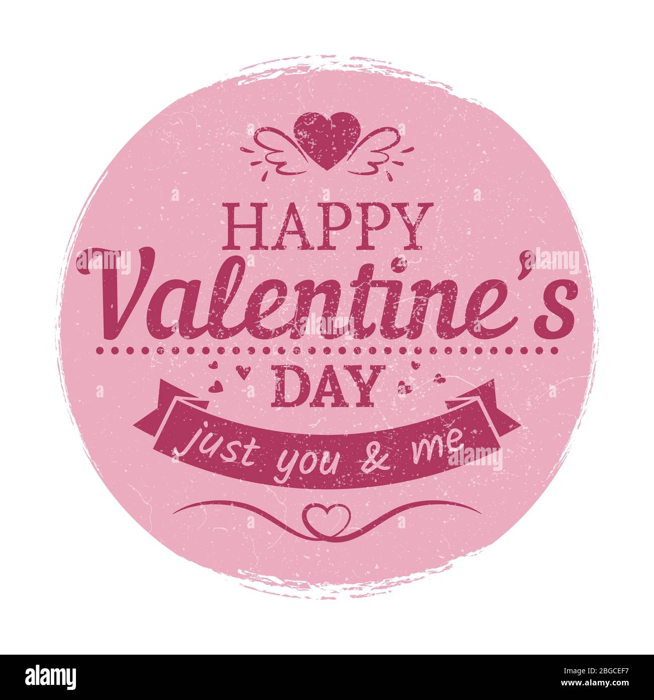 Grunge vintage Valentines etichetta giorno - scheda di amore modello. Amore etichetta valentine, saluto vintage, biglietto con decorazione. Illustrazione vettoriale Illustrazione Vettoriale