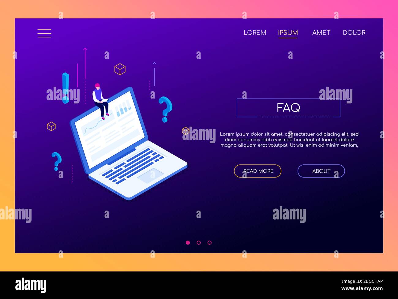 Domande frequenti - banner web vettoriale isometrico moderno Illustrazione Vettoriale