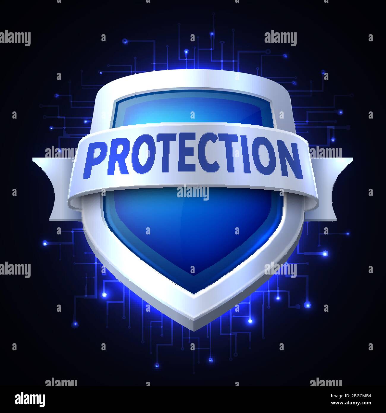 Icona vettoriale dello scudo di protezione per vari concetti di sicurezza. Illustrazione della protezione dello schermo e della sicurezza, simbolo di sicurezza Illustrazione Vettoriale