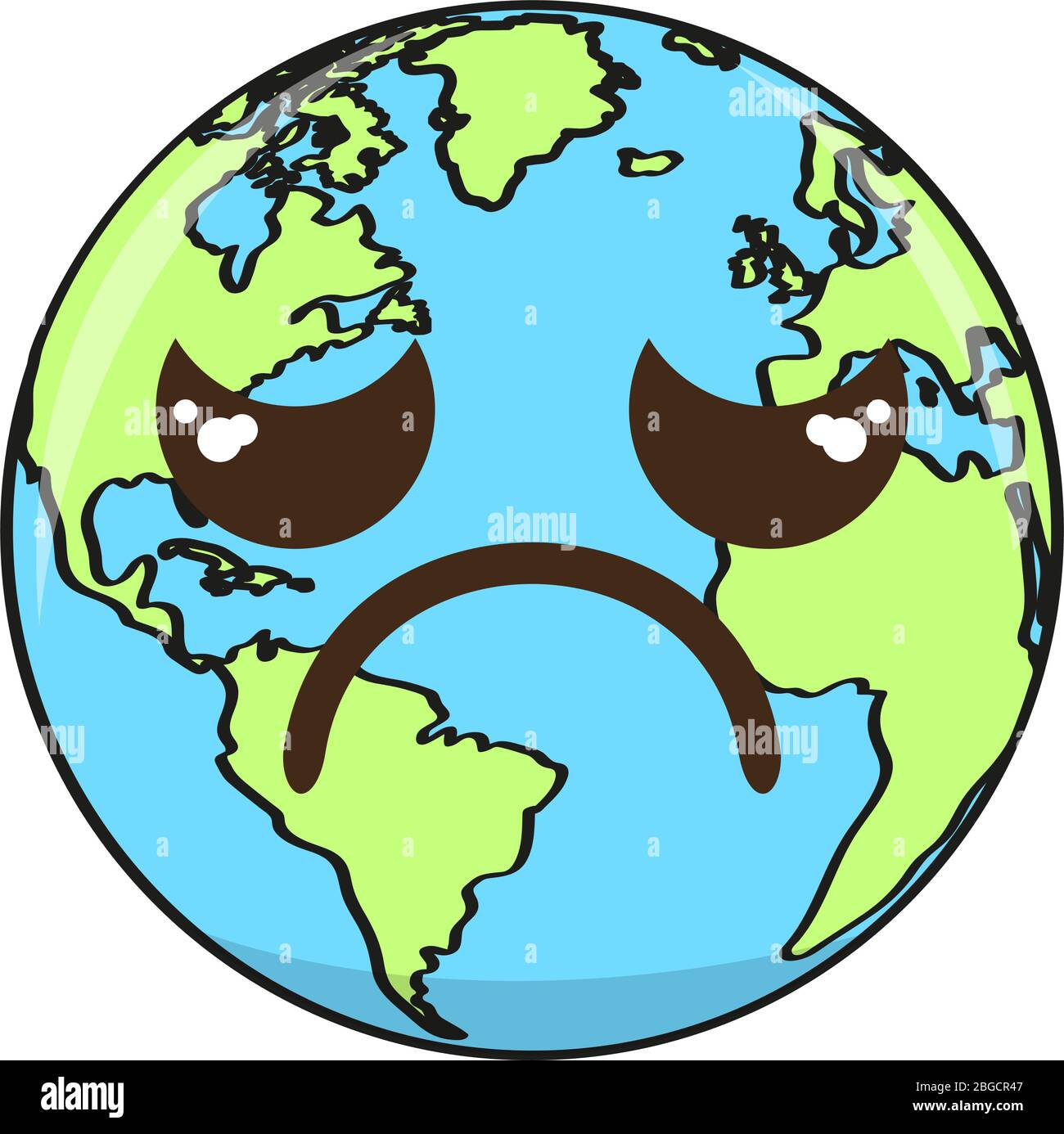 Cartone animato di un pianeta terra triste Immagine e Vettoriale - Alamy