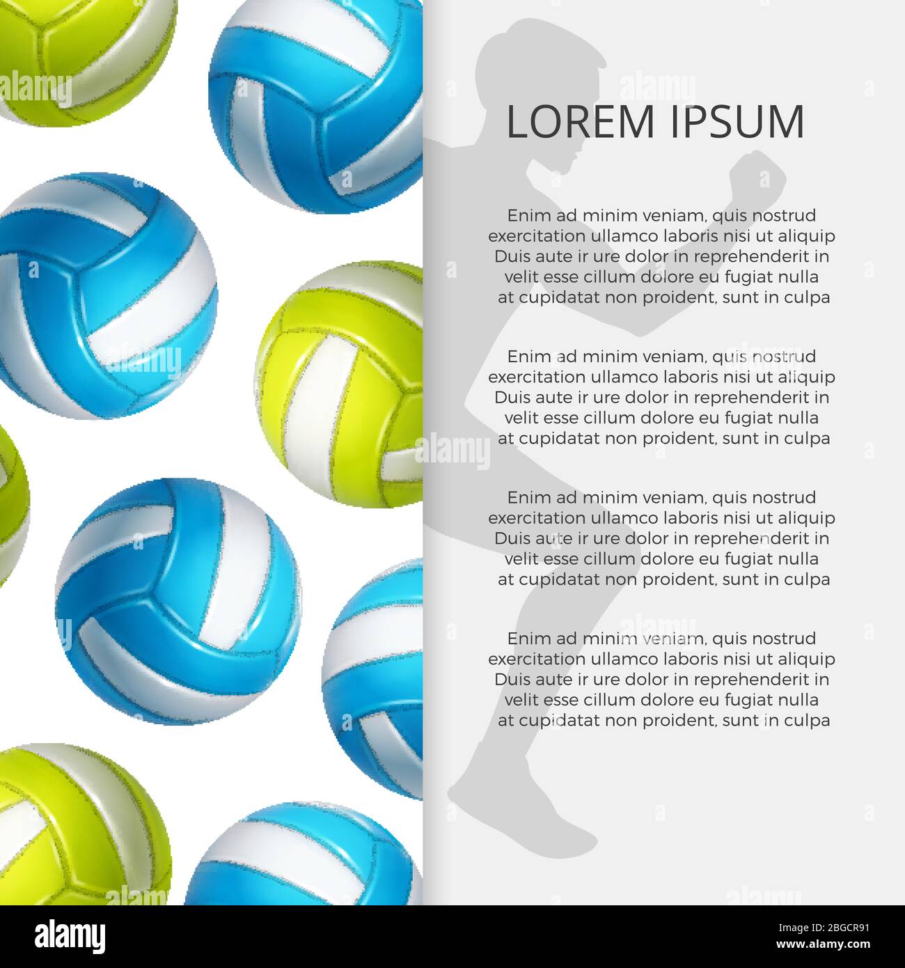 Banner e poster del concept vincitore dello sport con palle e silhouette dell'atleta. Illustrazione vettoriale Illustrazione Vettoriale