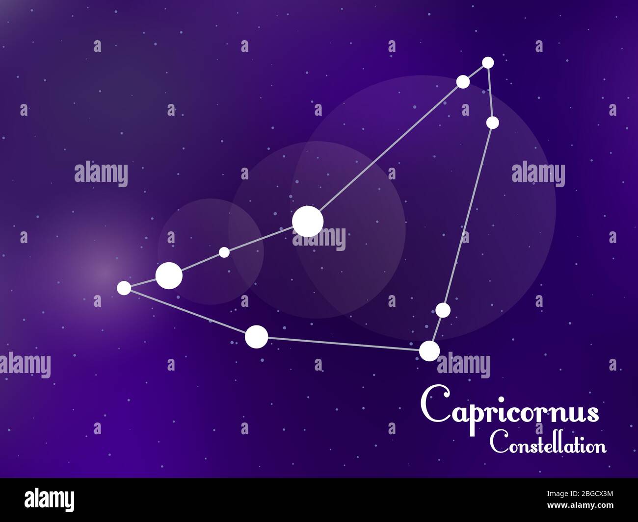 Costellazione di Capricornus. Cielo stellato. Gruppo di stelle, galassia. Spazio profondo. Illustrazione vettoriale Illustrazione Vettoriale