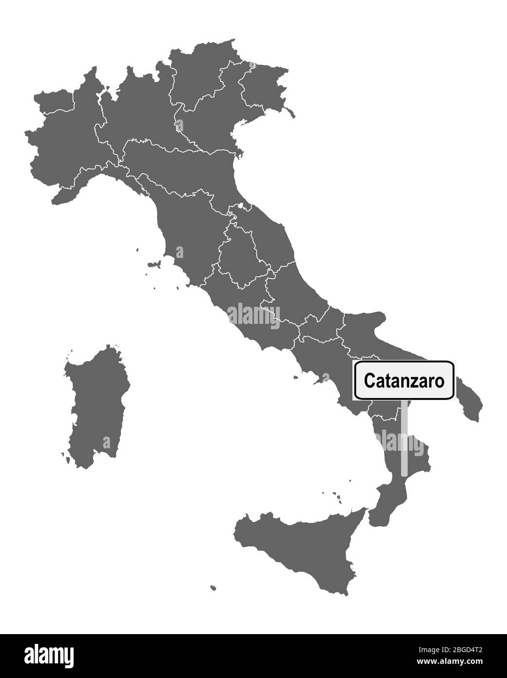 Mappa d'Italia con indicazione di Catanzaro Foto Stock