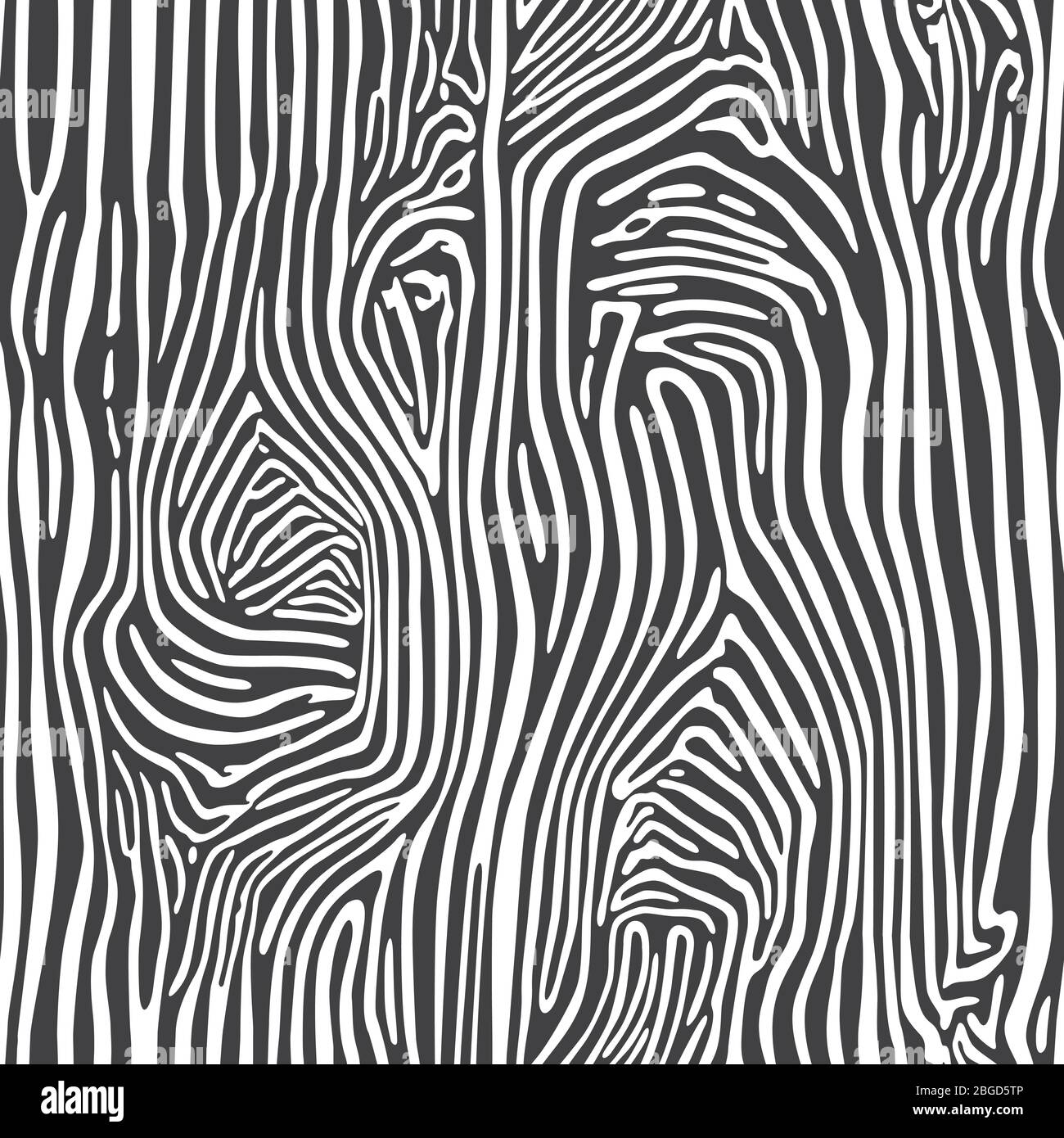 Zebra pelle disegno vettoriale animale africano senza cuciture. Stampa in bianco e nero. Pelaggio a righe. Illustrazione Vettoriale