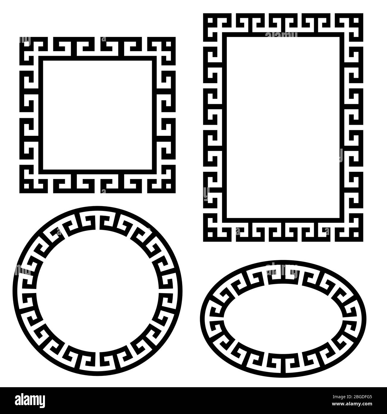 Cornice del bordo chiave greca rotonda, set quadrato. Vettore Immagine e  Vettoriale - Alamy