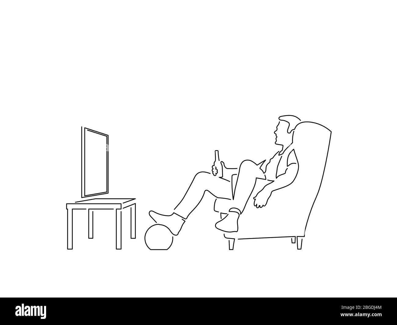 Persone a casa disegno linea isolato, disegno di illustrazione vettoriale. Illustrazione Vettoriale