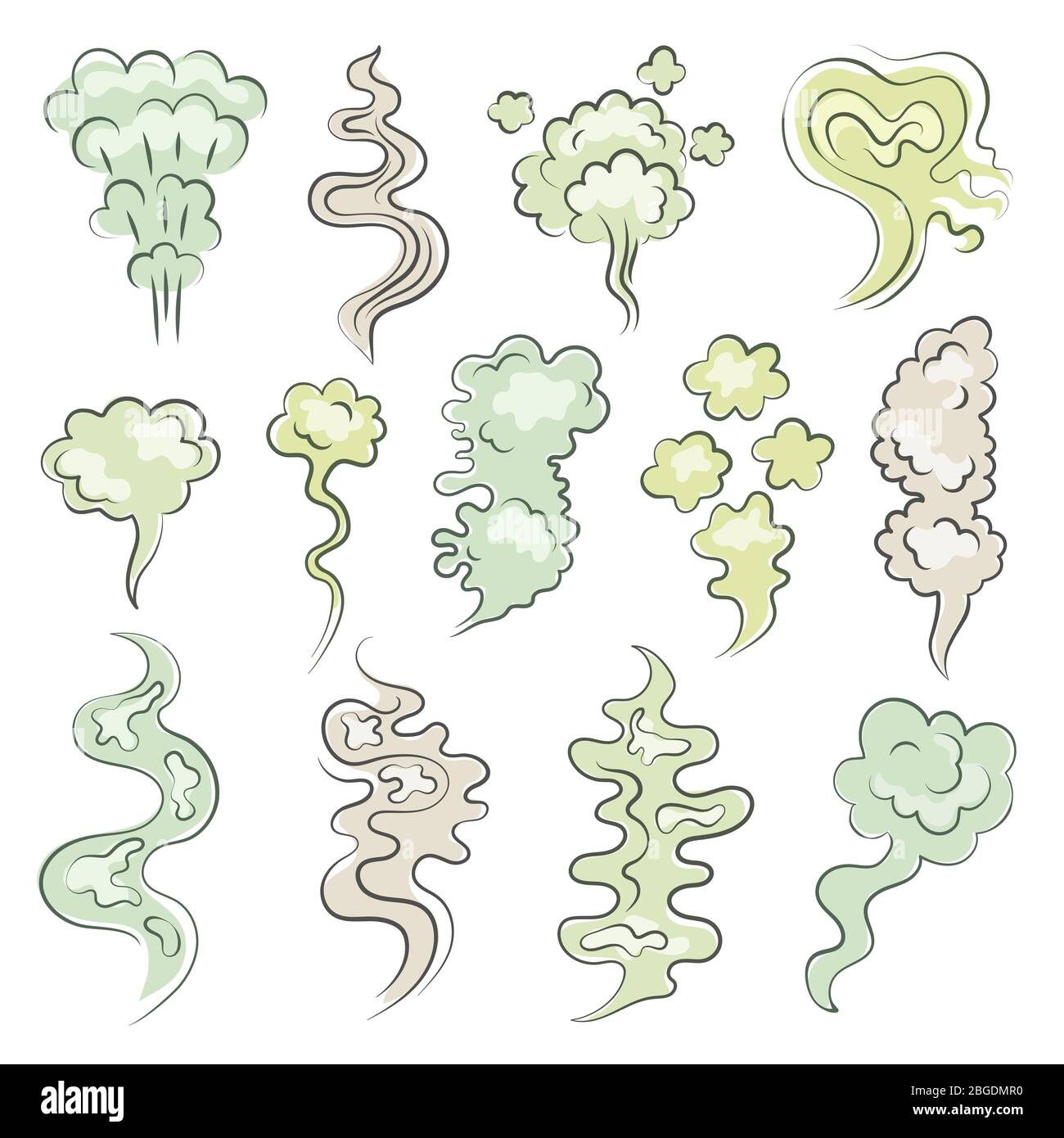 Diverse nuvole di profumo di vapore. Fumetto odore e puzza Immagine e  Vettoriale - Alamy