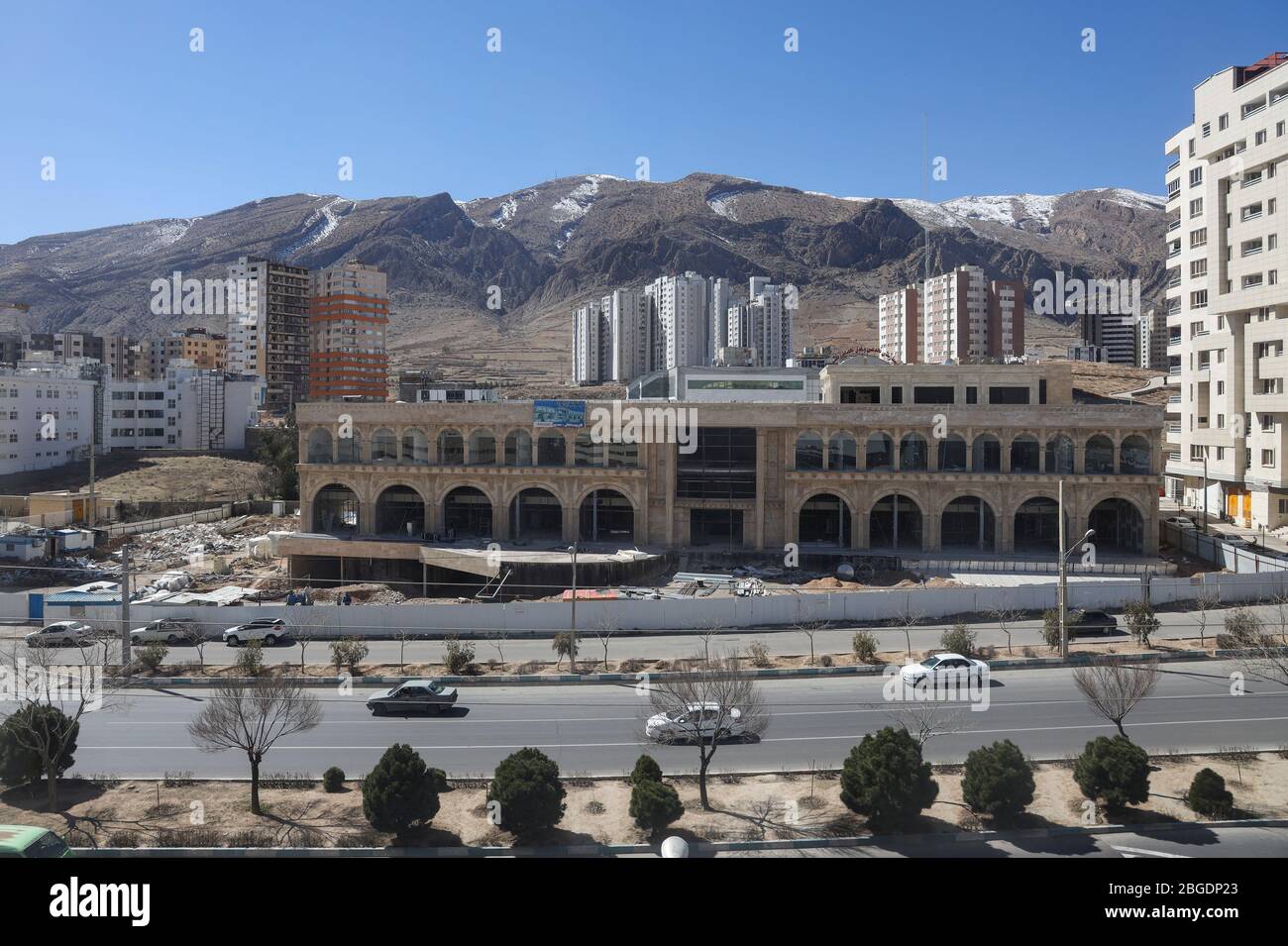 Cantiere a New Shiraz, provincia di Fars, Iran, Persia, Medio Oriente. Foto Stock