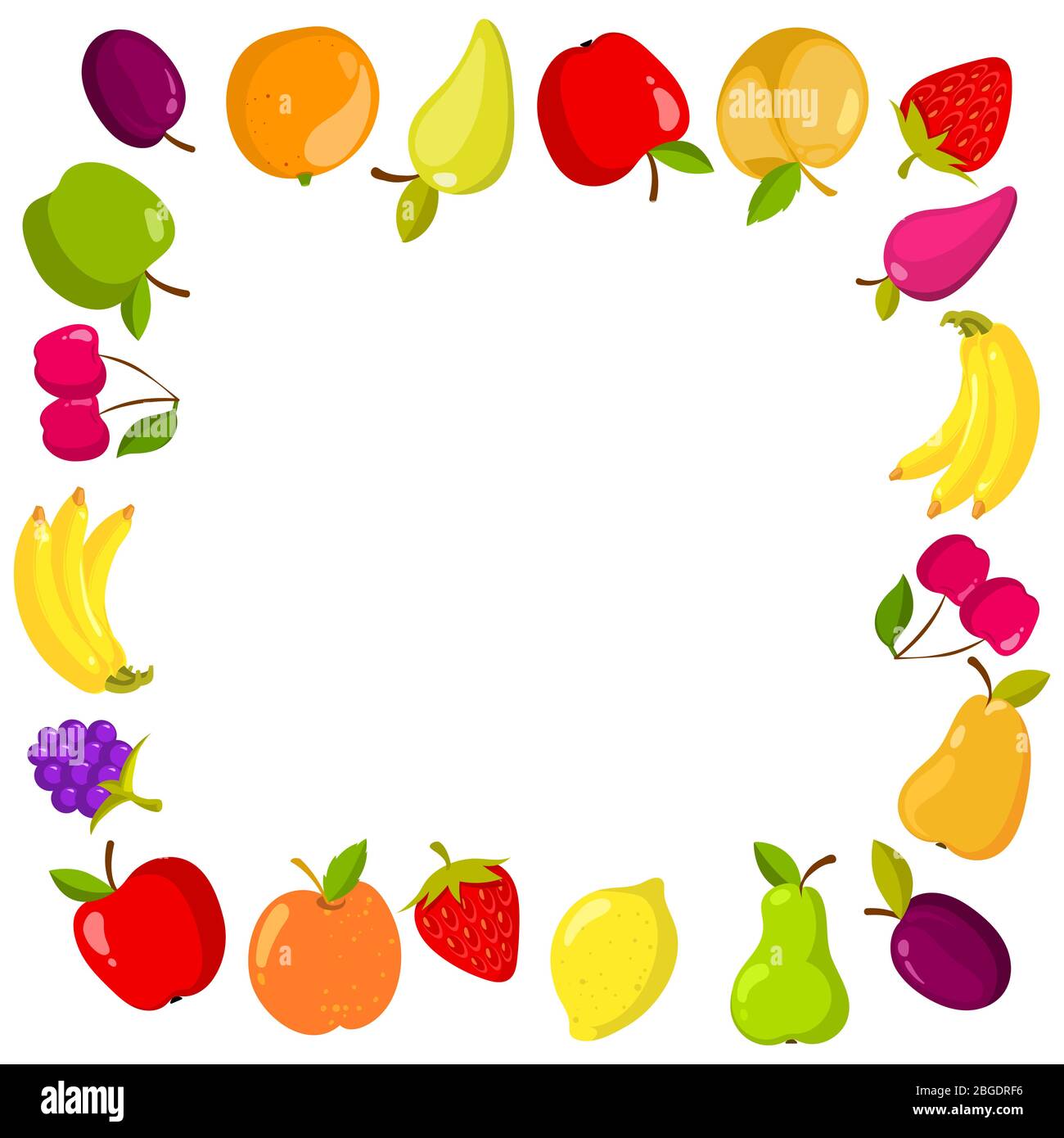 Banner quadrato vettoriale con frutta Illustrazione Vettoriale