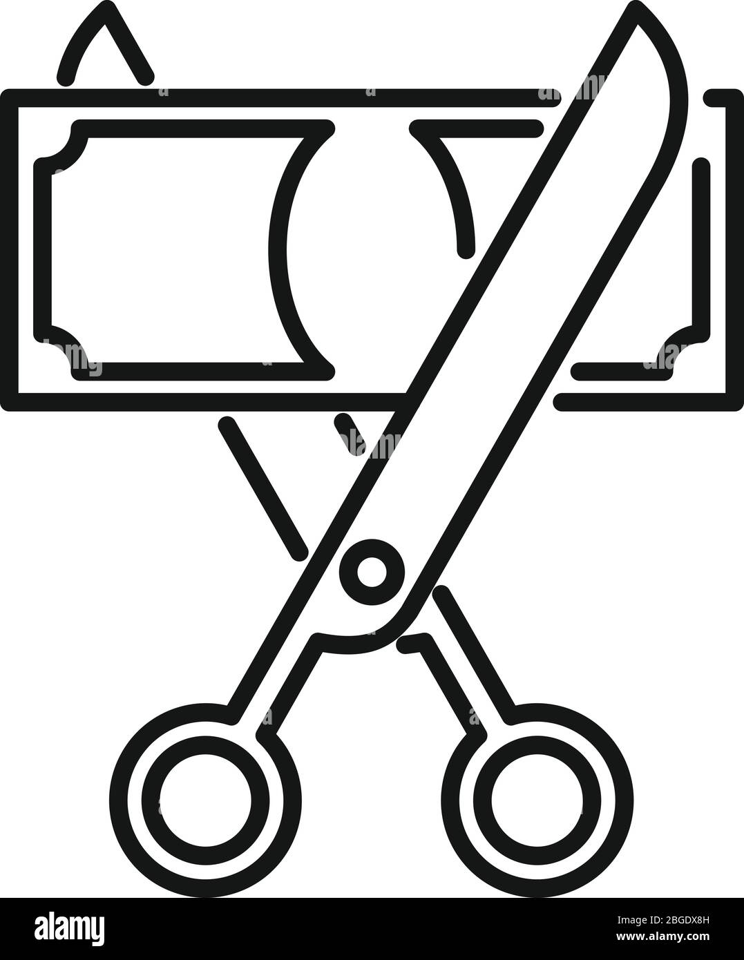 Icona denaro tagliato. Contorno tagliare denaro contante vettore icona per il web design isolato su sfondo bianco Illustrazione Vettoriale