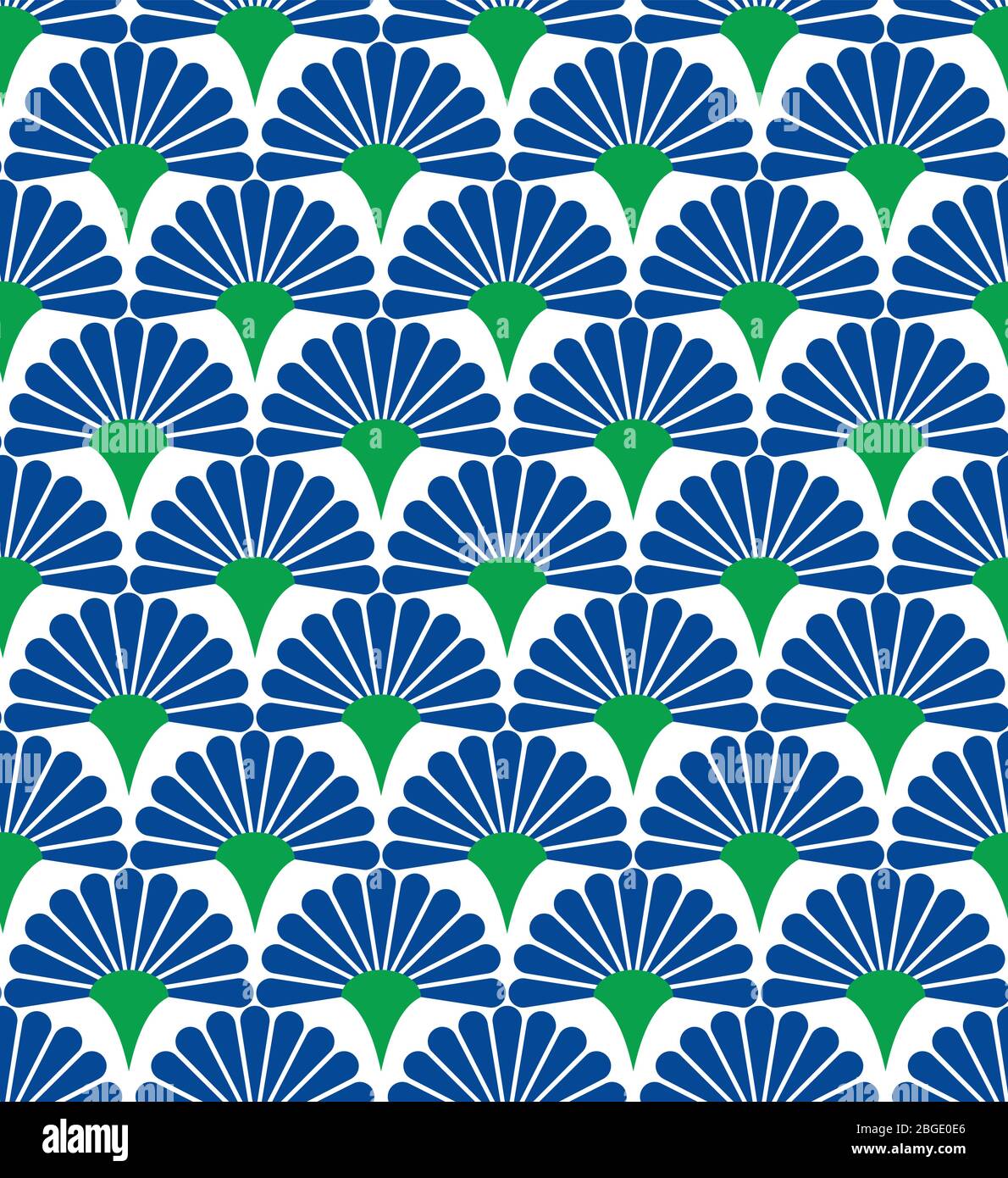 Blu giapponese ventola portatile motivo floreale senza cuciture Illustrazione Vettoriale