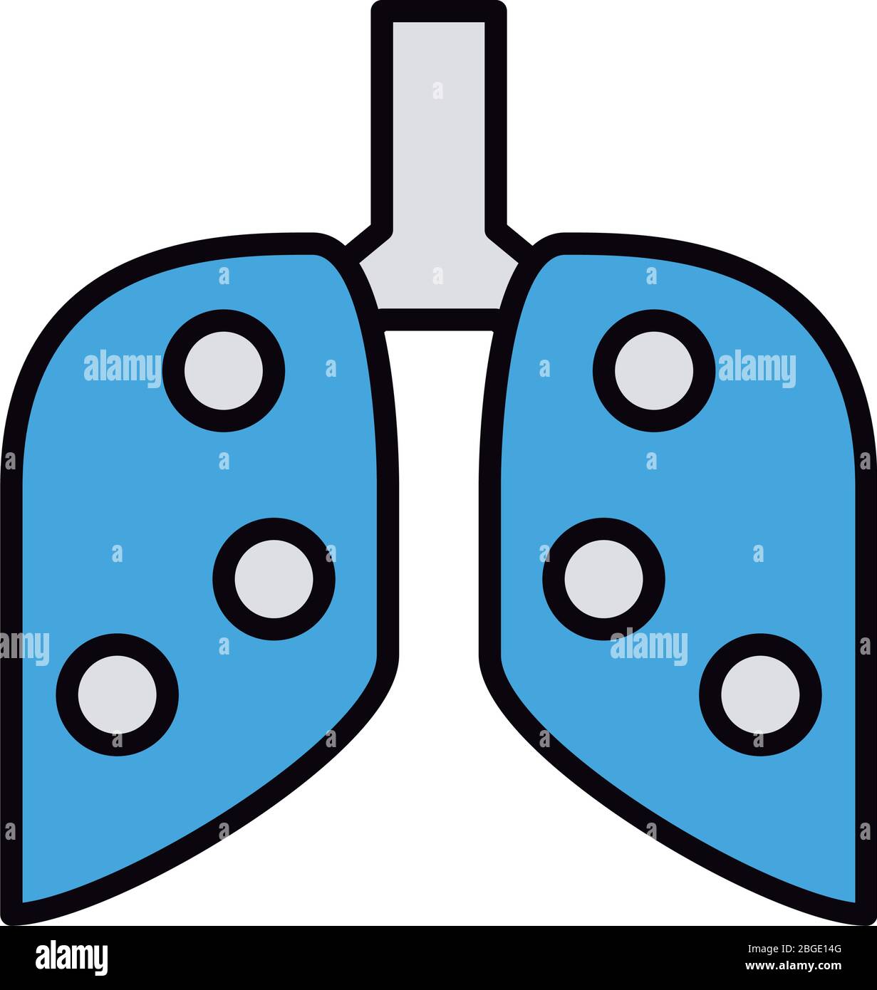 icona dello stile di riempimento e linea dei polmoni umani Illustrazione Vettoriale