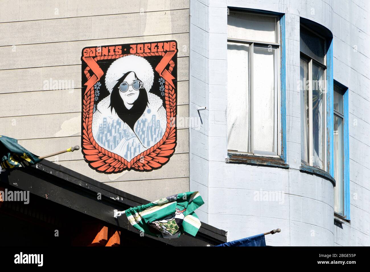 WandgemŠlde der verstorbenen SŠngerin Janis Joplin im Stadtteil North Beach , San Francisco, Kalifornien, Stati Uniti Foto Stock
