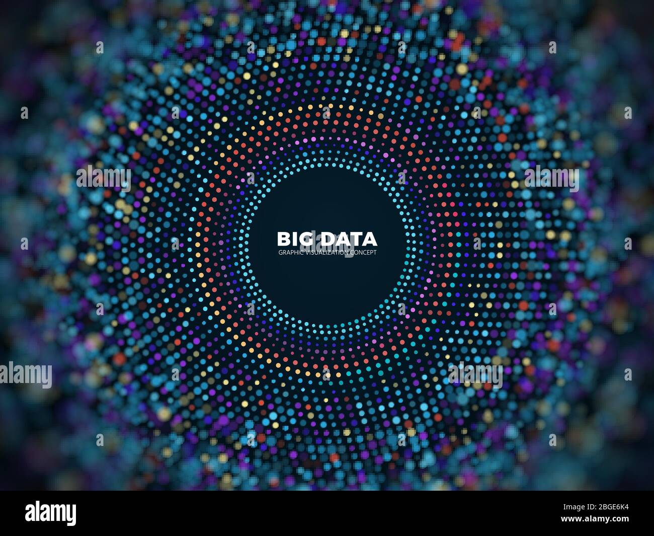 Concetto di vettore di informazioni sui big data. Sfondo futuristico astratto con visualizzazione 3d. Illustrazione del codice digitale di visualizzazione futuristica dei dati Illustrazione Vettoriale