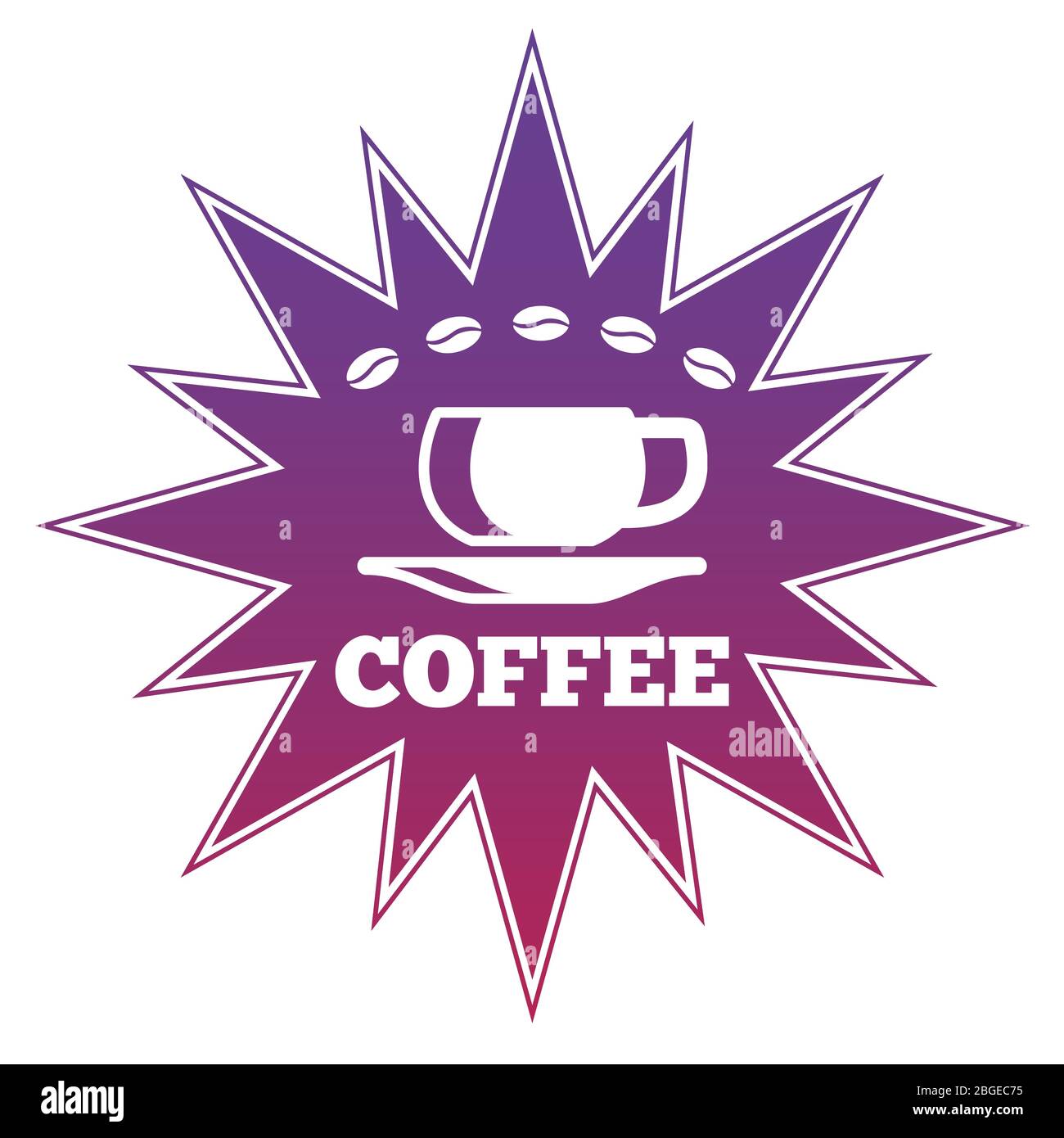 Design dell'etichetta per caffè e caffè in chicchi. Illustrazione vettoriale Illustrazione Vettoriale