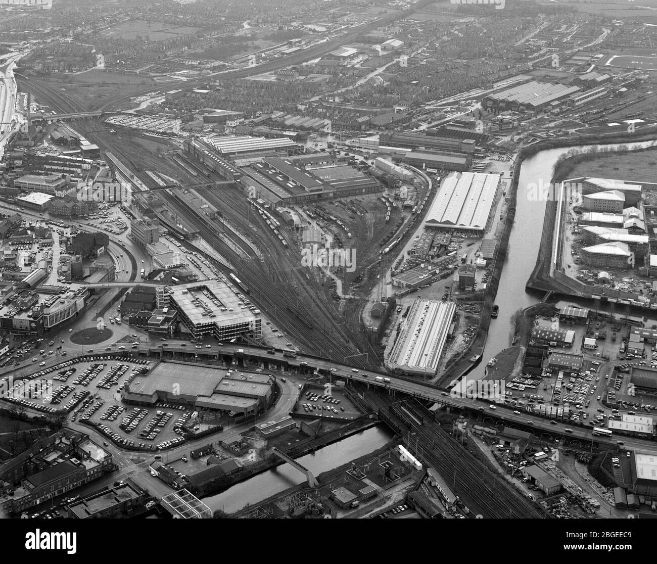 1994, Doncaster stazione ferroviaria dall'aria, Inghilterra del Nord, Yorkshire del sud, Regno Unito Foto Stock