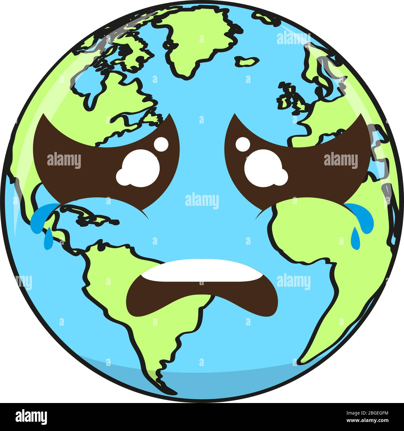 Cartone animato di un pianeta terra triste Immagine e Vettoriale - Alamy
